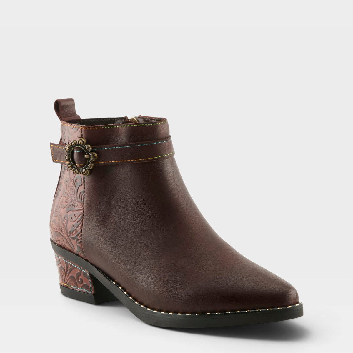 L'Artiste Acree boots in Brown, front view
