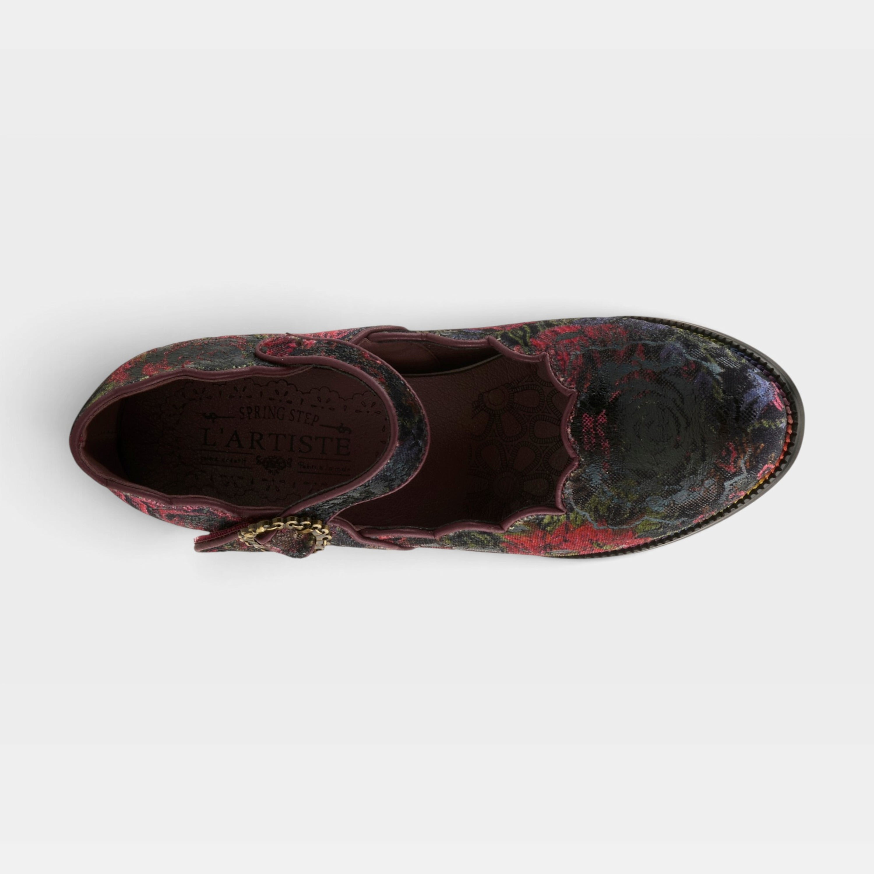 L'Artiste Adodora-Prit shoes in Plum Multi, top view
