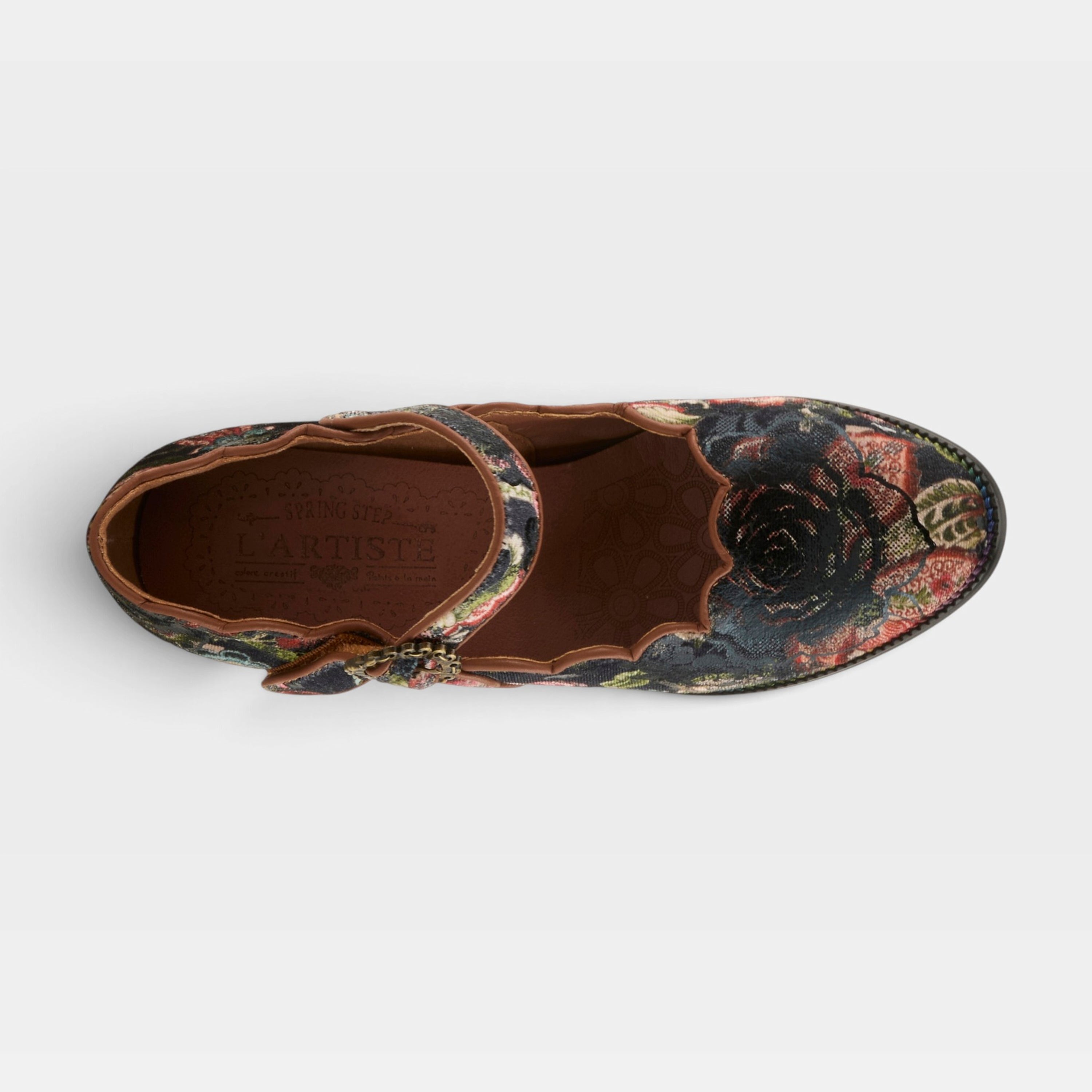 L'Artiste Adodora-Prit shoes in Tan Multi, top view