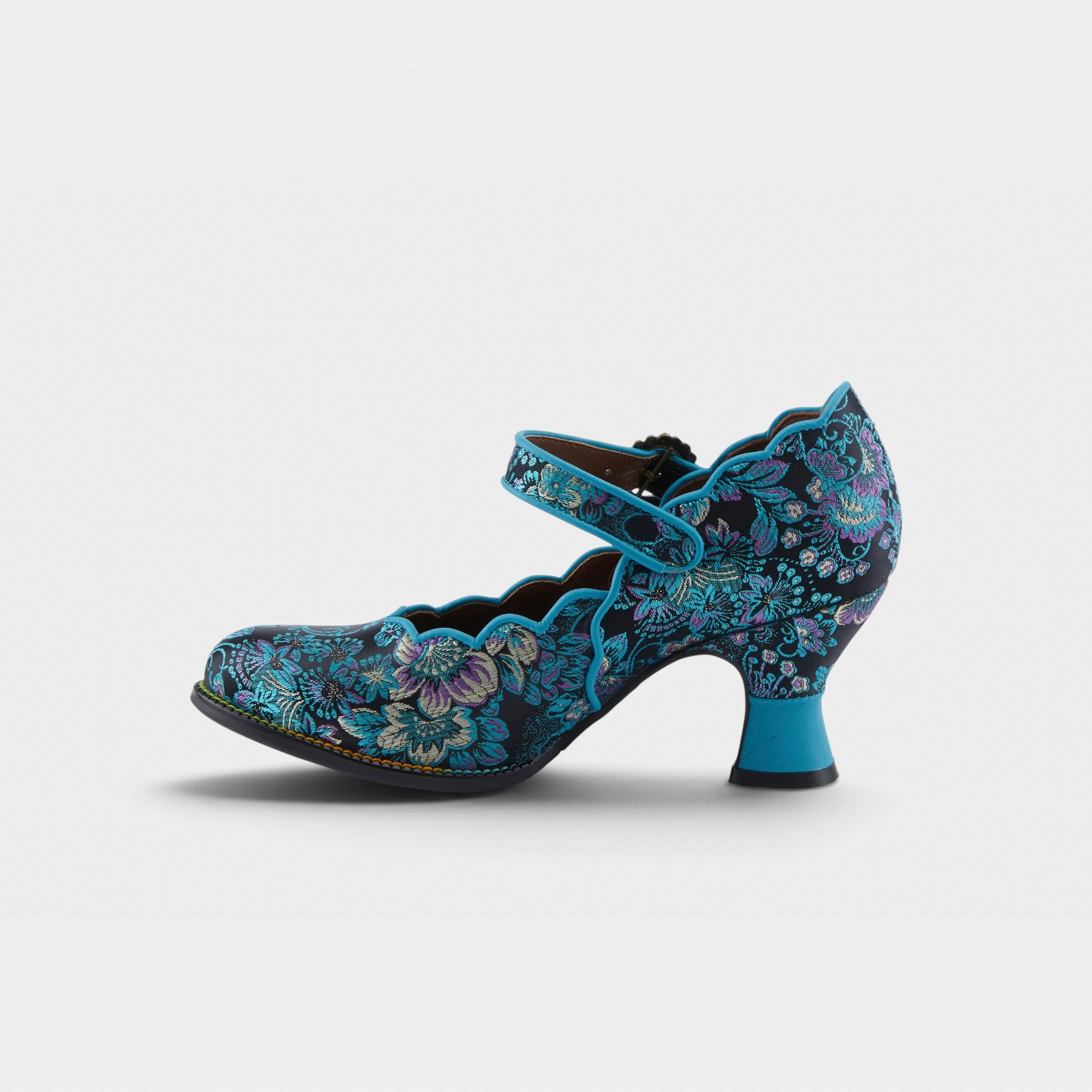 L'Artiste Adodora shoes in Turquoise Multi, side view