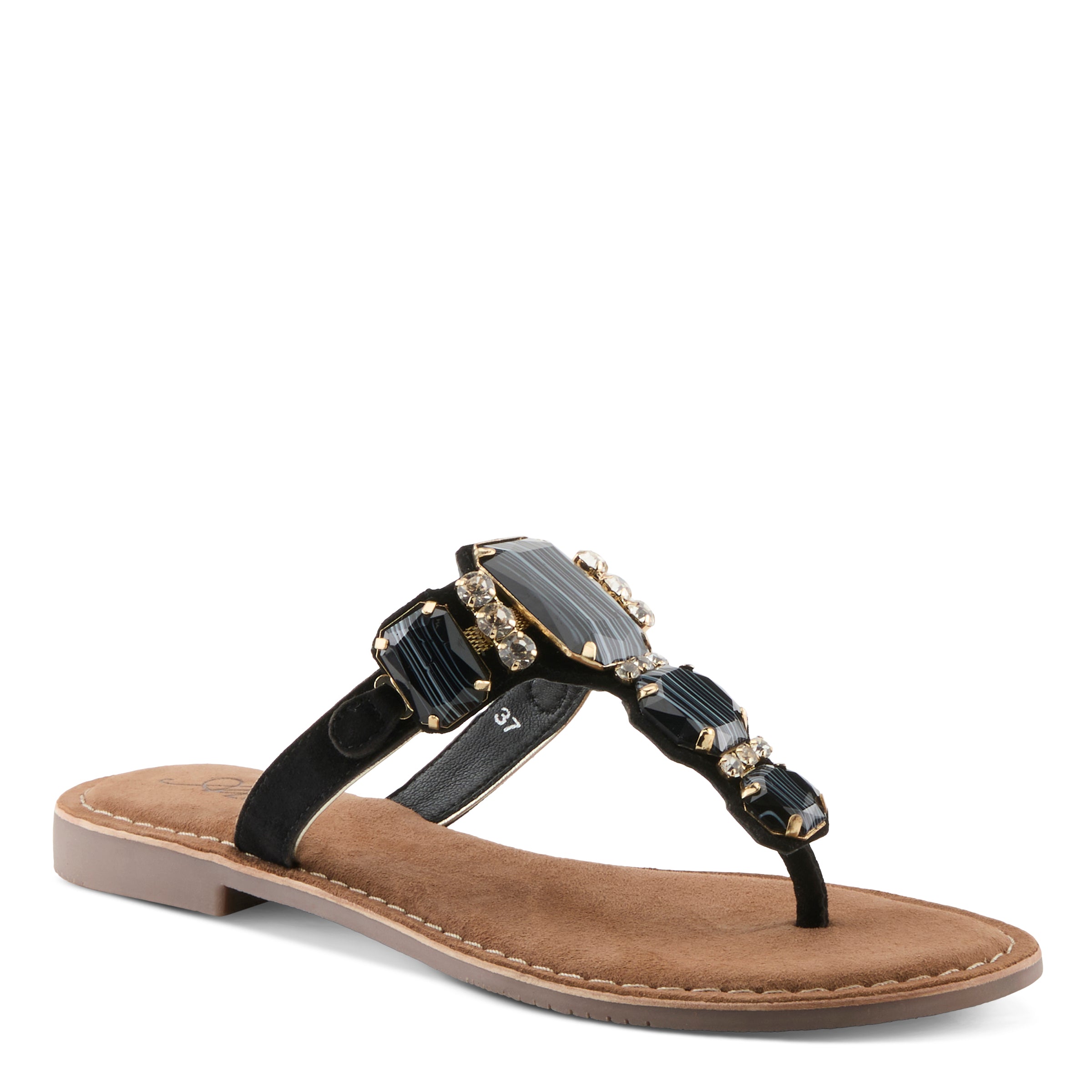 Azura Agates women's sandal in black suede with suede upper