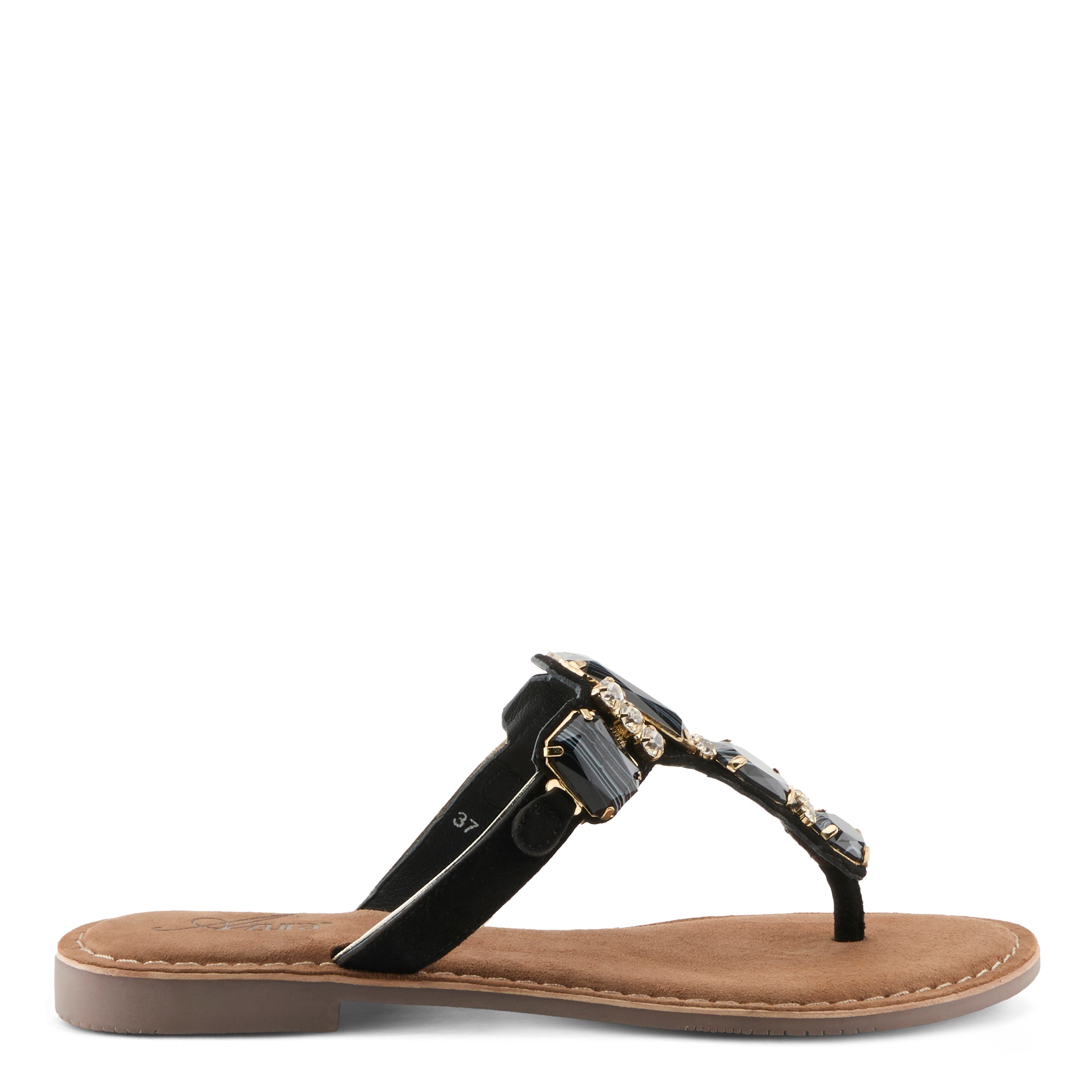 Azura Agates women's sandal in black suede with suede upper