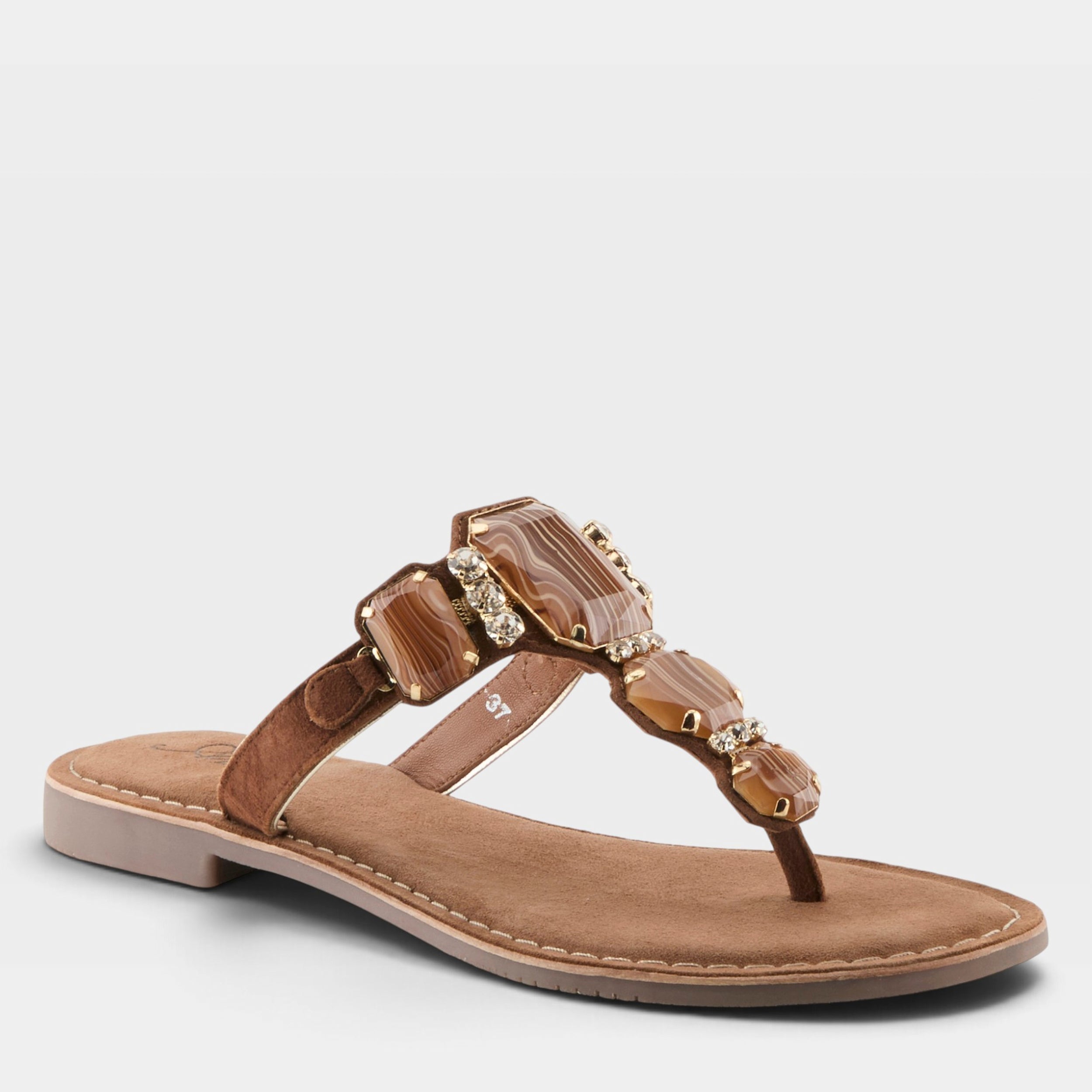 Azura Agates Tan Suede Sandal