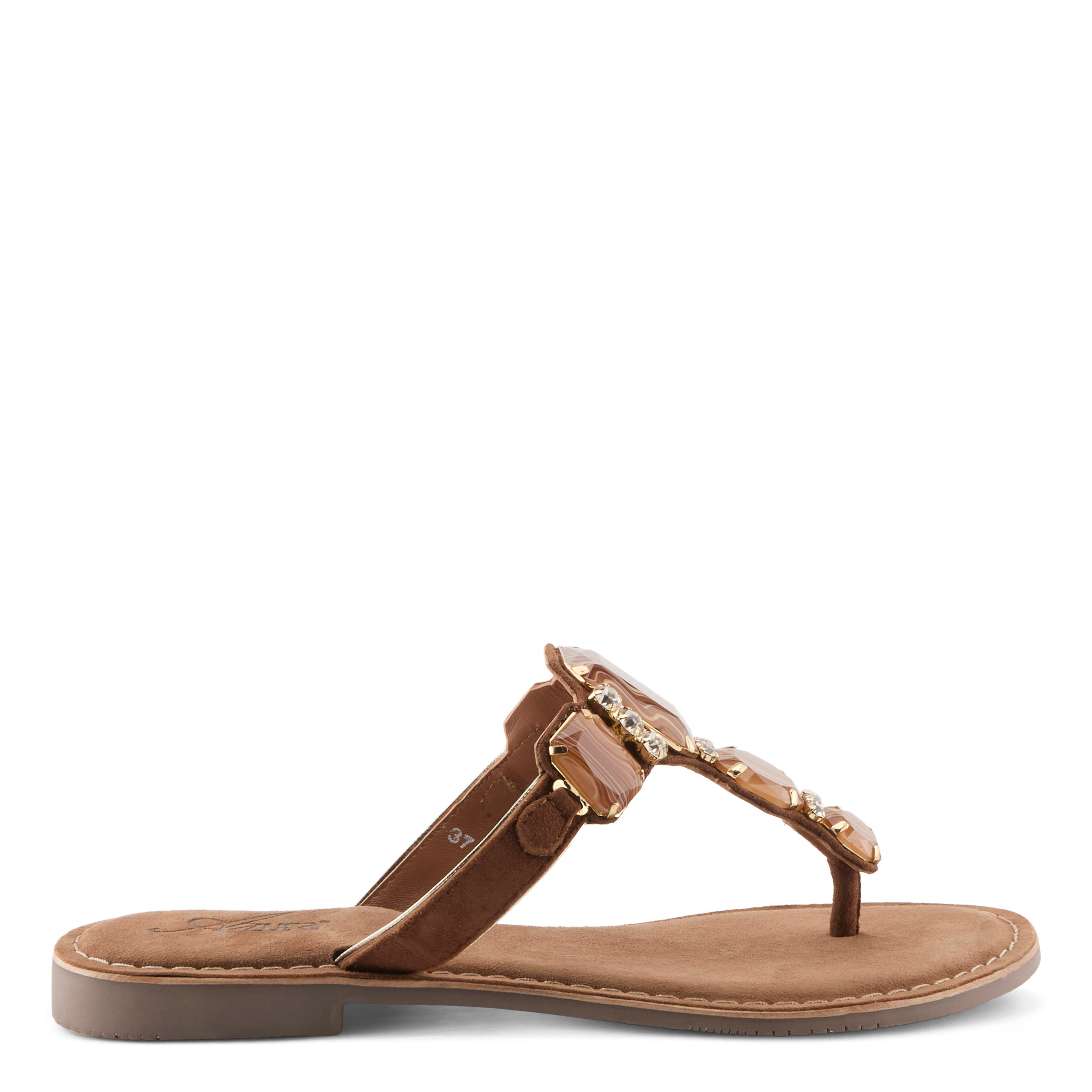Azura Agates women's sandal in tan suede with suede upper