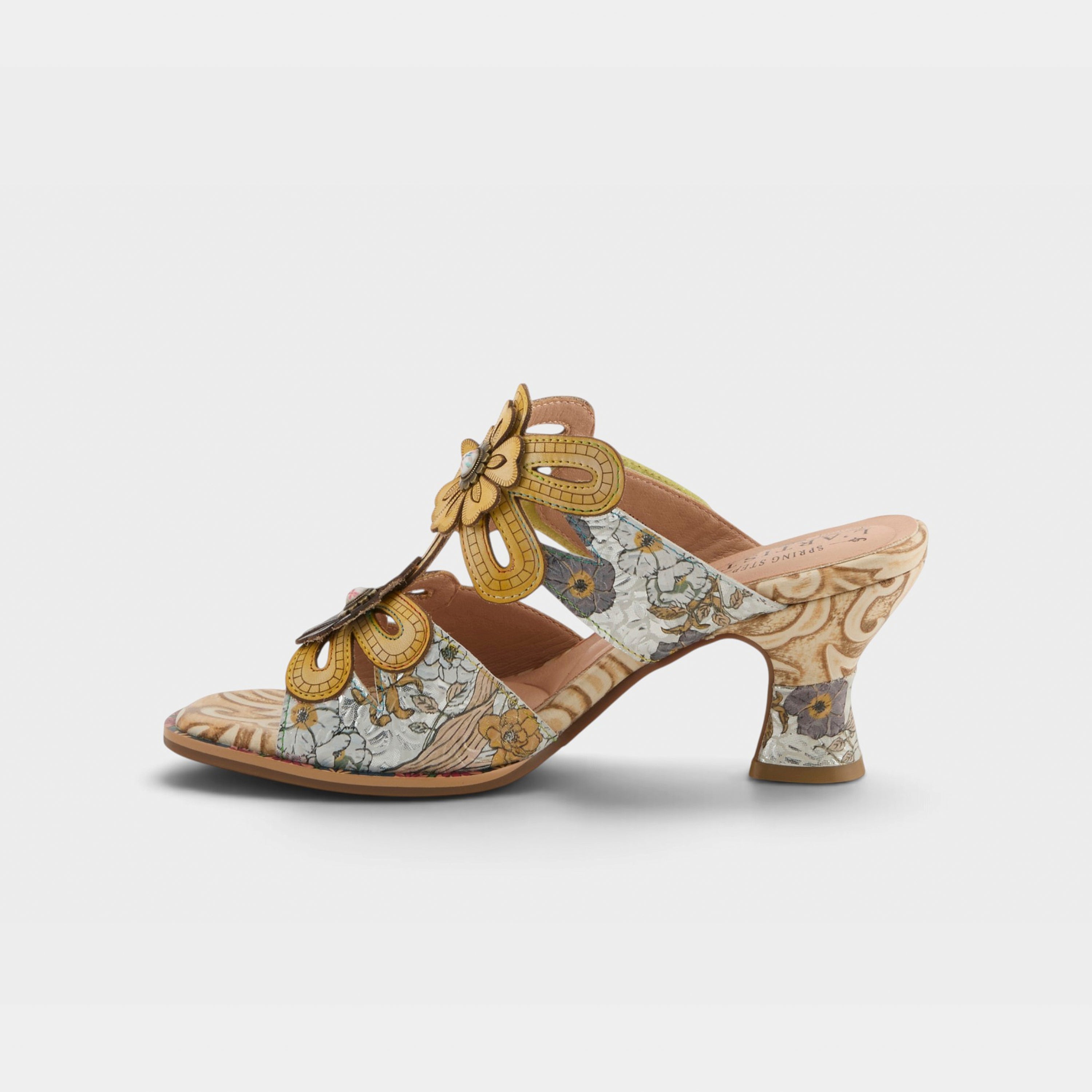L'Artiste Alania sandals in Yellow Multi, side view