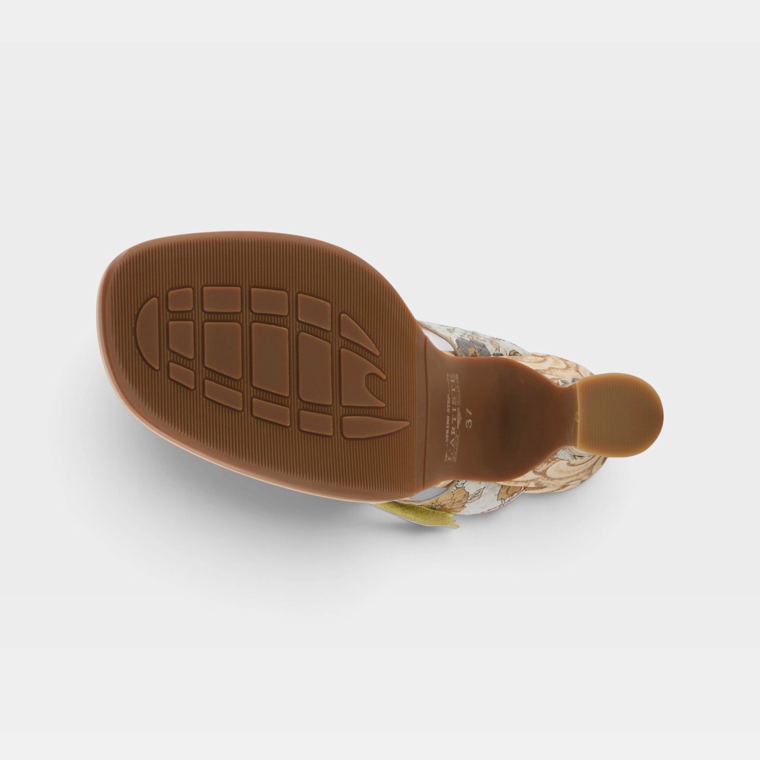 L'Artiste Alania sandals in Yellow Multi, outsole view