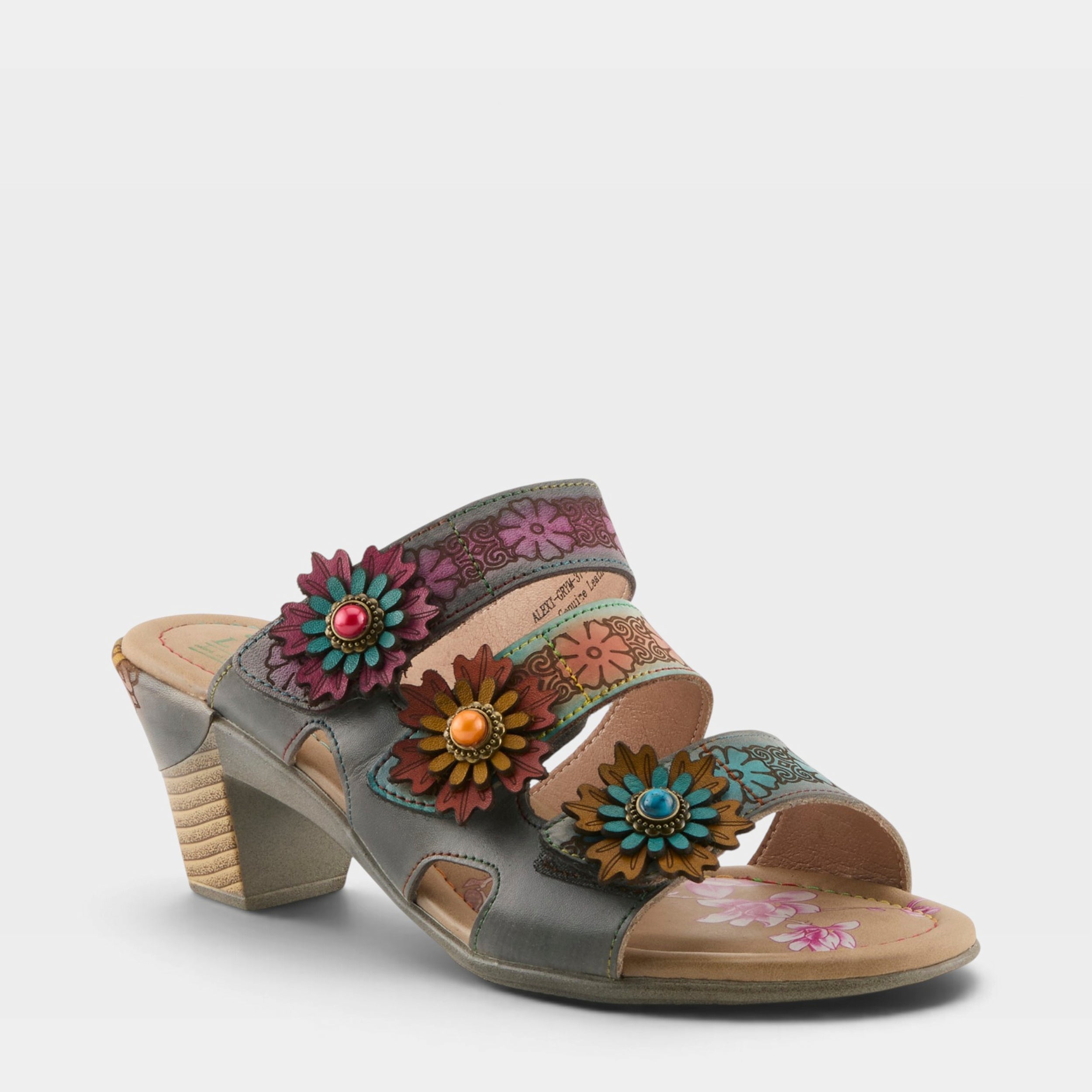 L'Artiste Alexi sandals in Grey Multi, front view