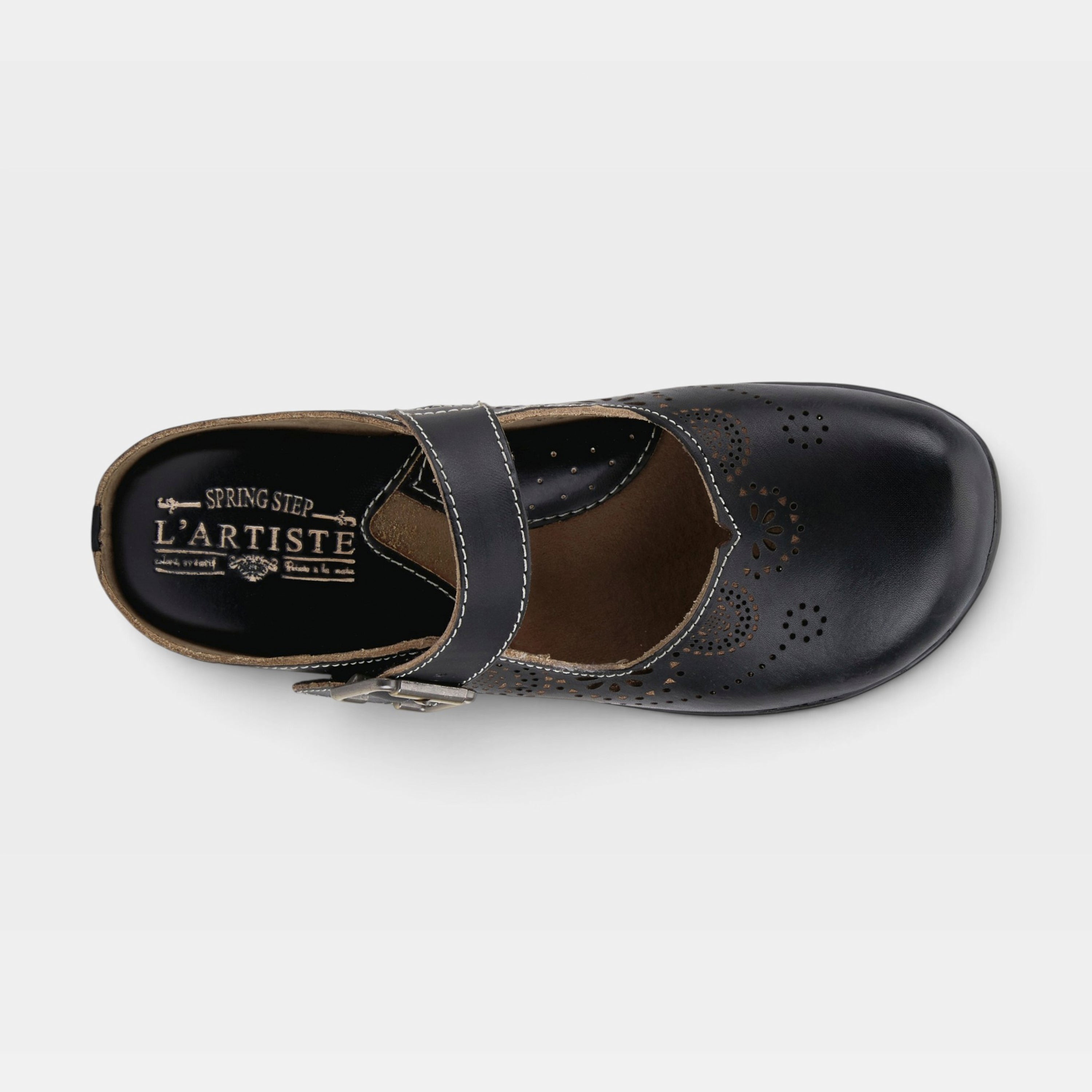 L'Artiste Aneria clogs in Black, top view