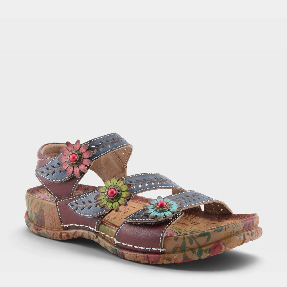 L'Artiste ANEWTRIO SANDALS in NAVY MULTI, front view