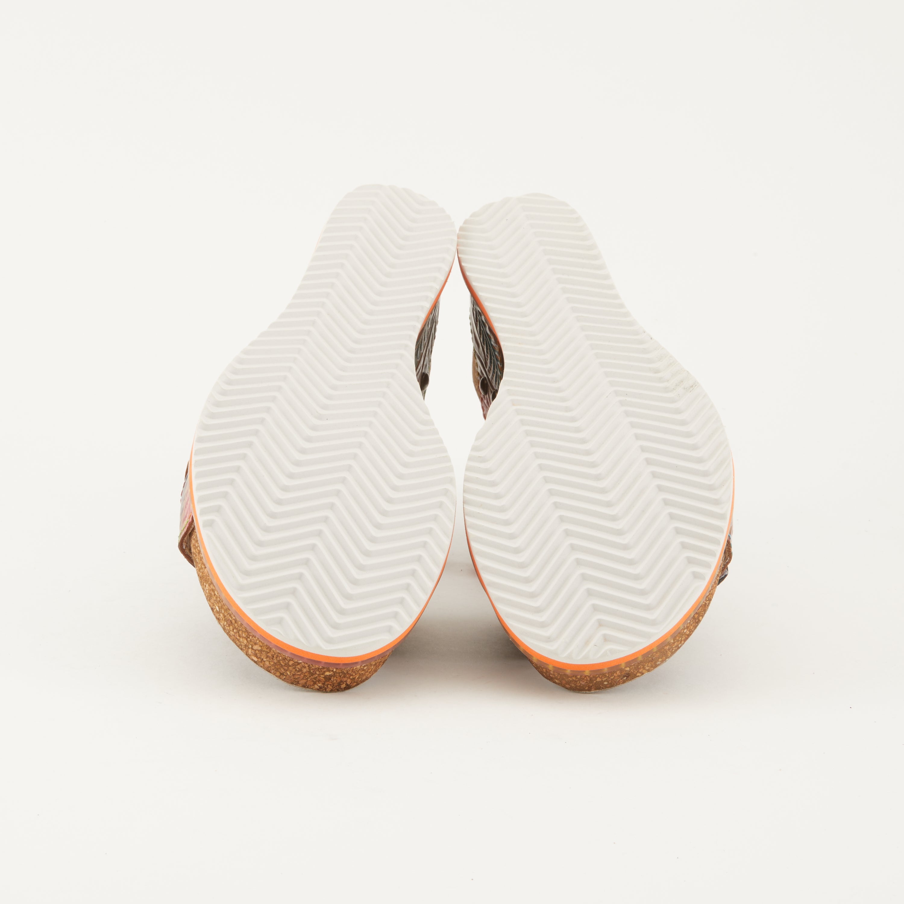 L'Artiste L'ARTISTE ANITTAS WEDGE SANDALS sandal in orange multi with handcrafted leather design