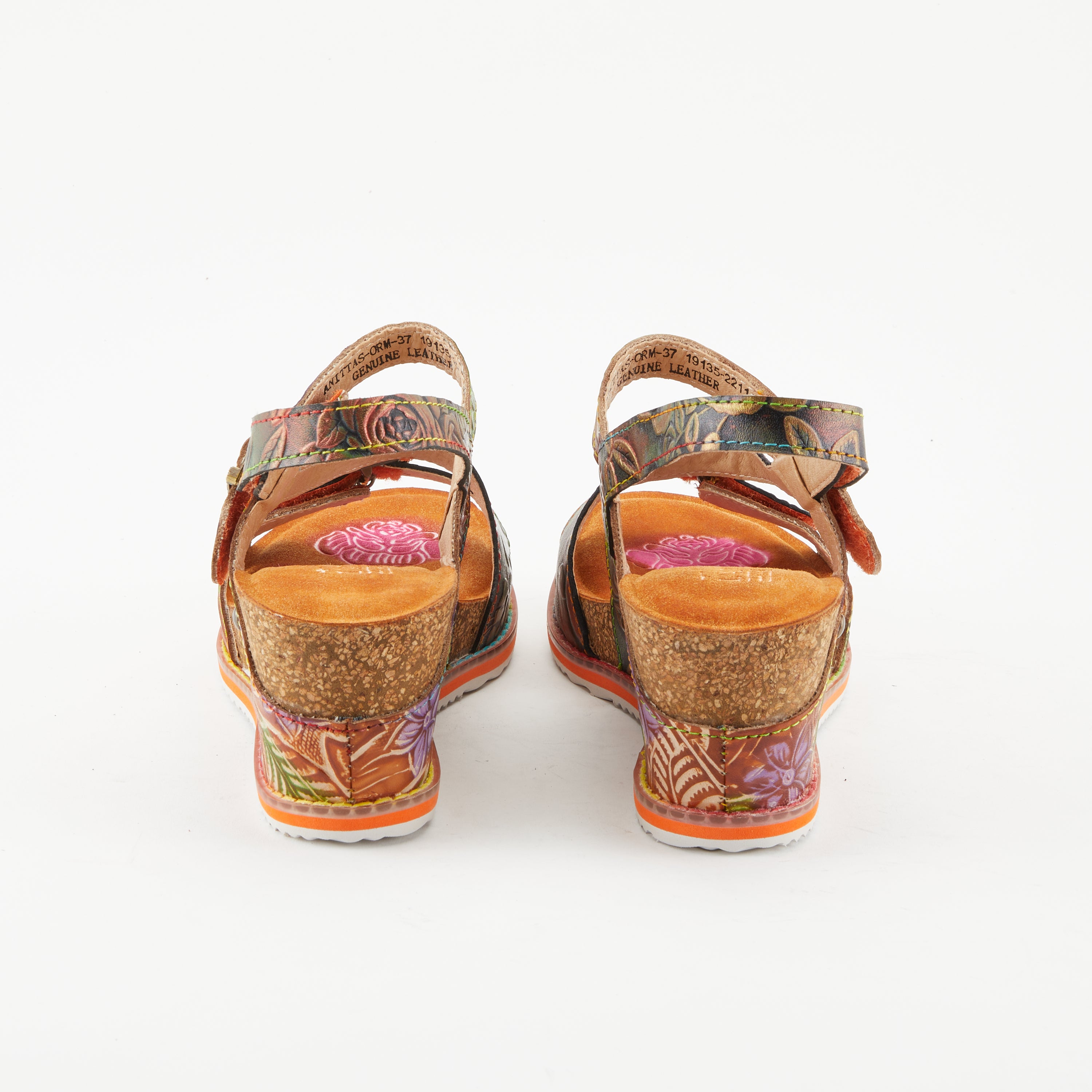 L'Artiste L'ARTISTE ANITTAS WEDGE SANDALS sandal in navy multi with handcrafted leather design