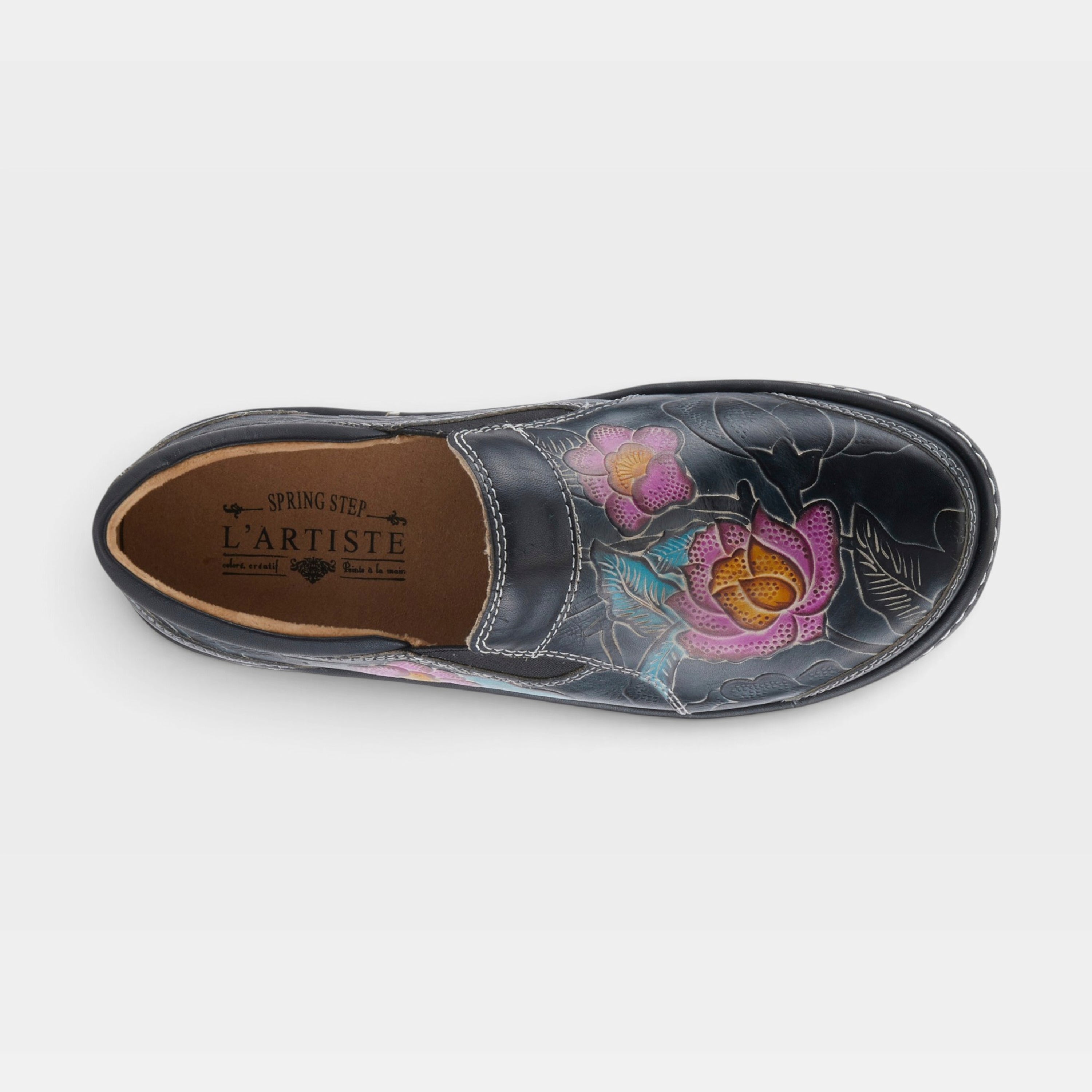 L'Artiste Annawan shoes in Black Multi, top view