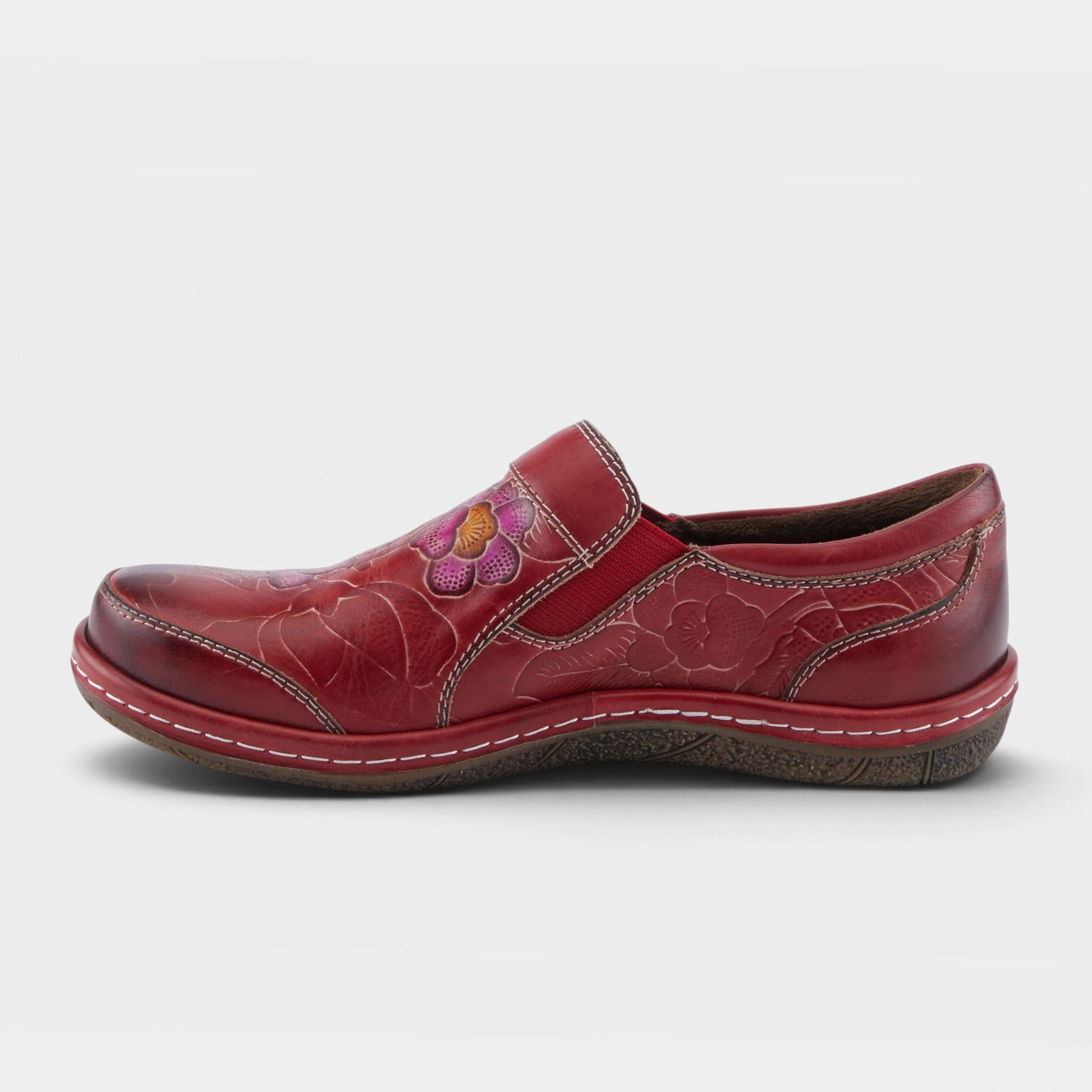 L'Artiste Annawan shoes in Red Multi, side view