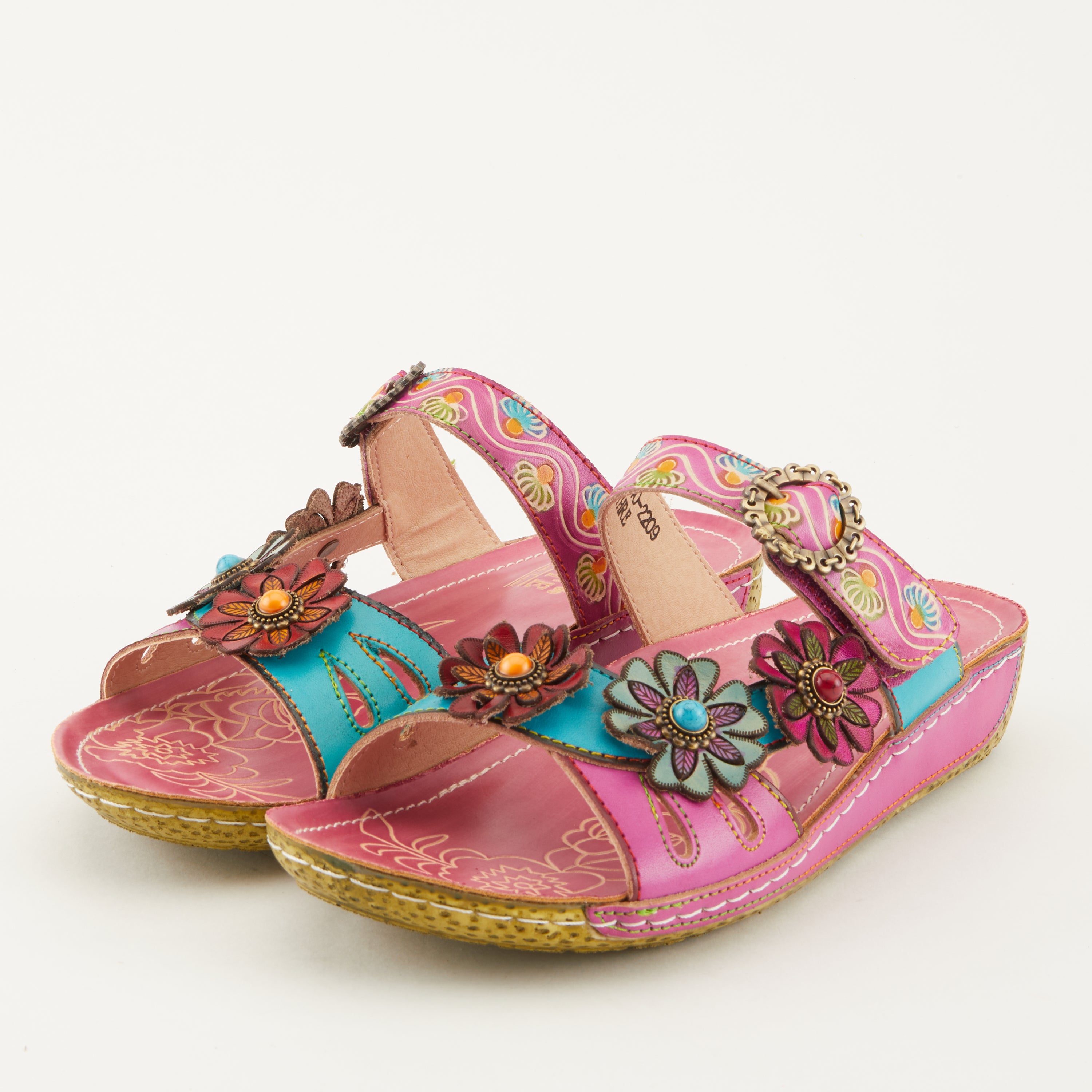 L'Artiste L'ARTISTE ARIALA SLIDE SANDALS sandal in mango multi with handcrafted leather design
