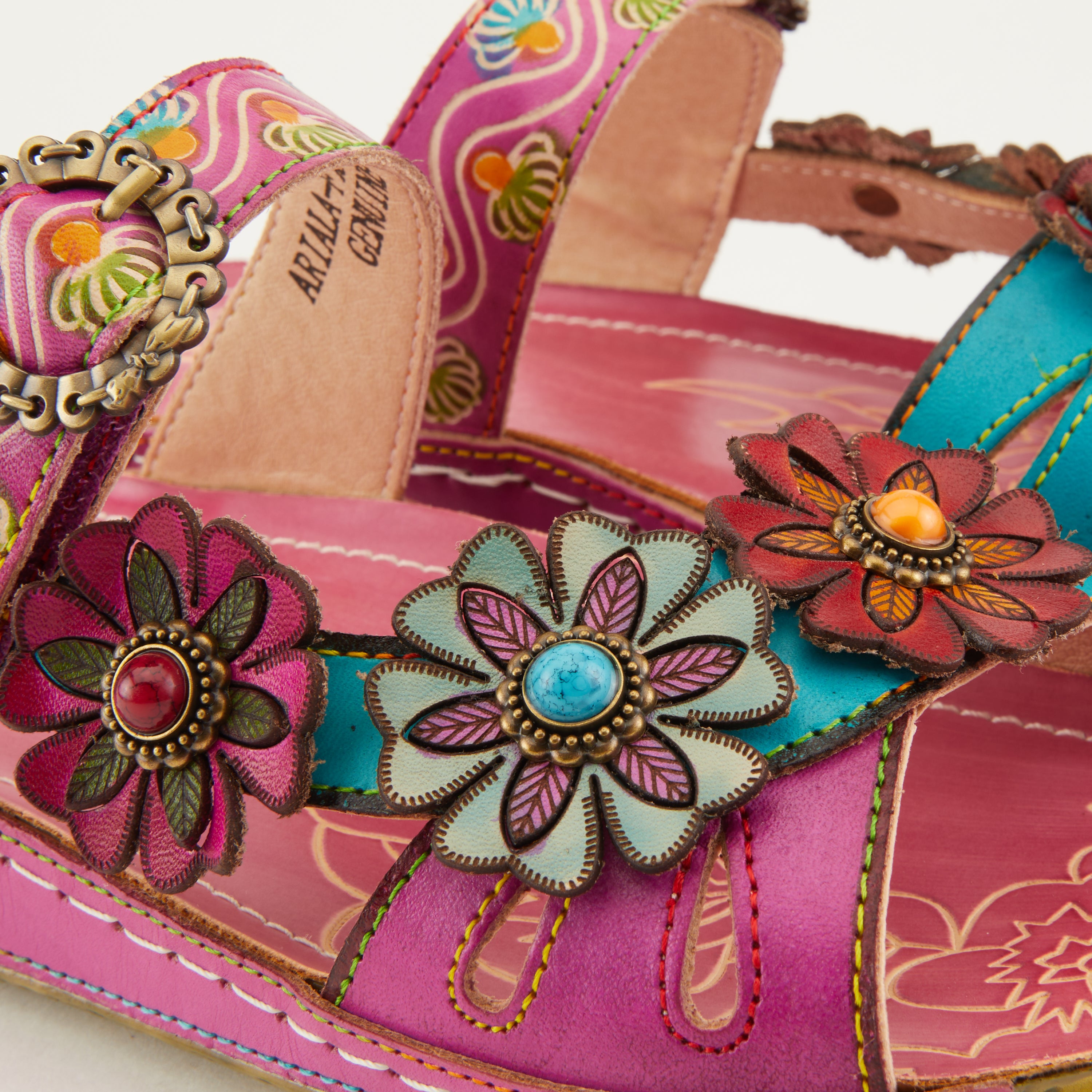 L'Artiste L'ARTISTE ARIALA SLIDE SANDALS sandal in mango multi with handcrafted leather design