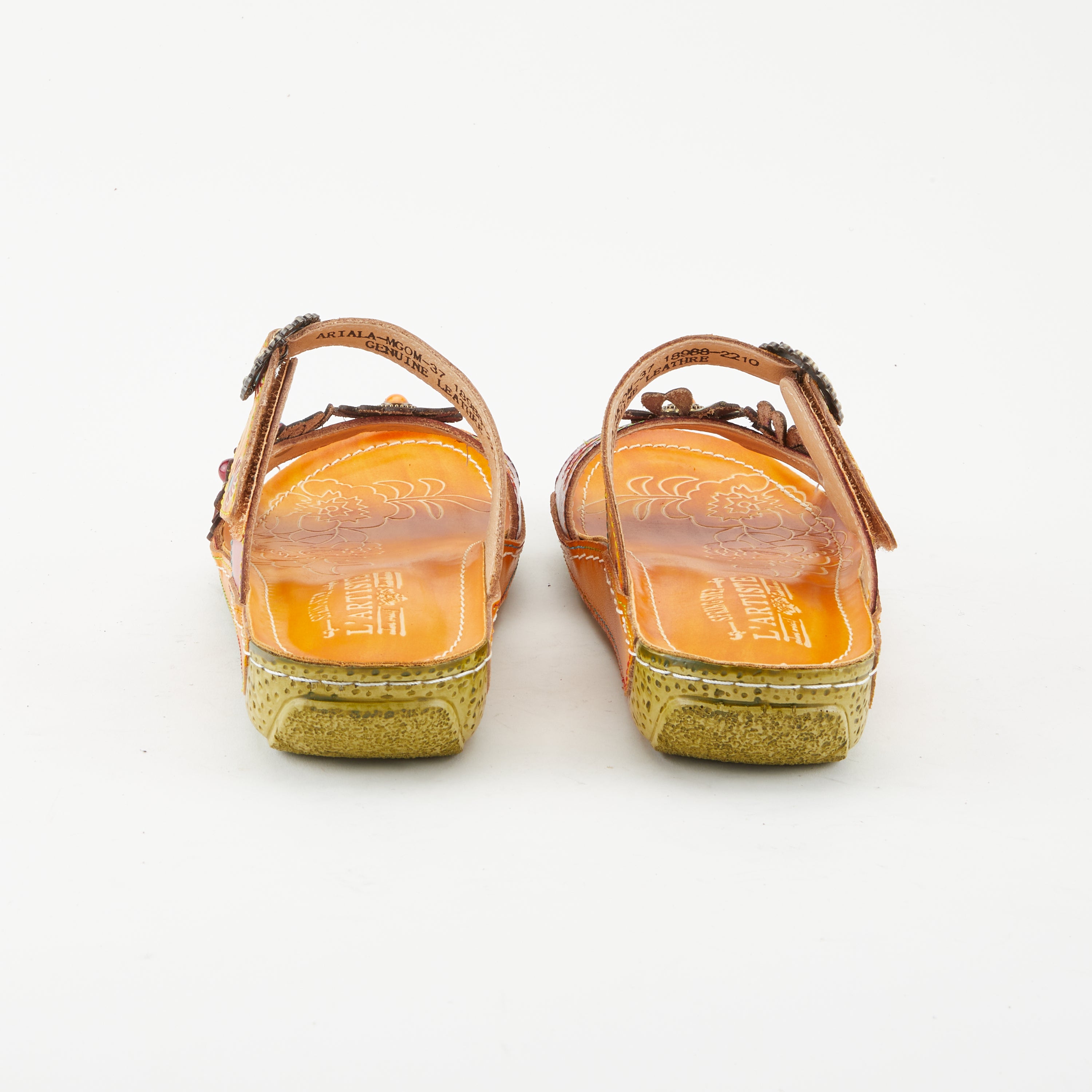 L'Artiste L'ARTISTE ARIALA SLIDE SANDALS sandal in mango multi with handcrafted leather design