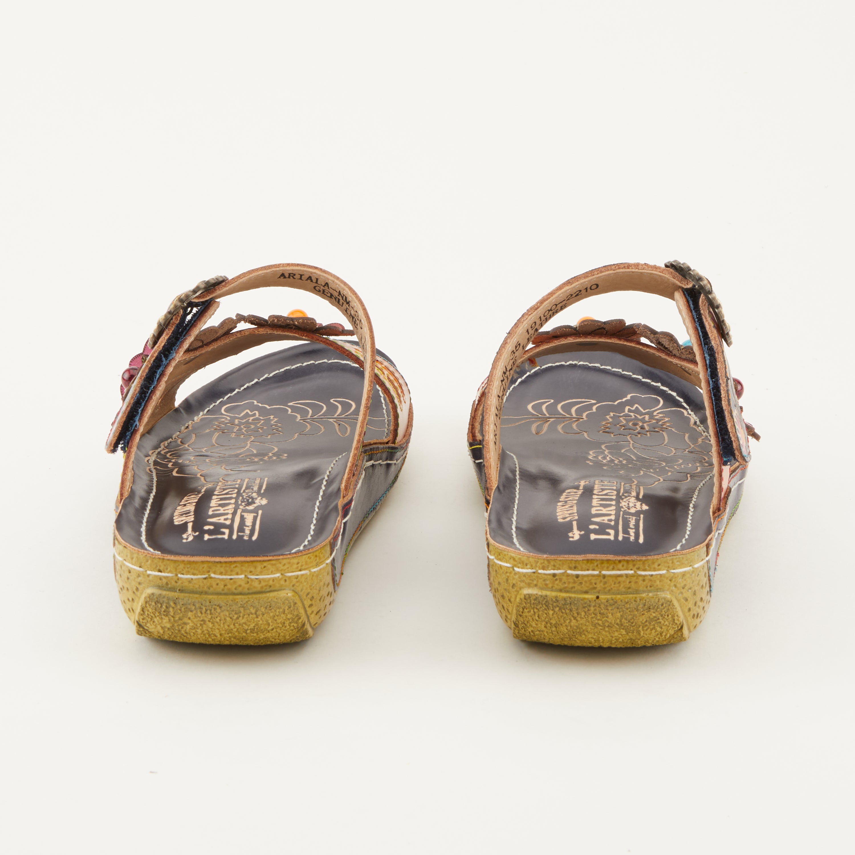 L'Artiste L'ARTISTE ARIALA SLIDE SANDALS sandal in dark pink multi with handcrafted leather design