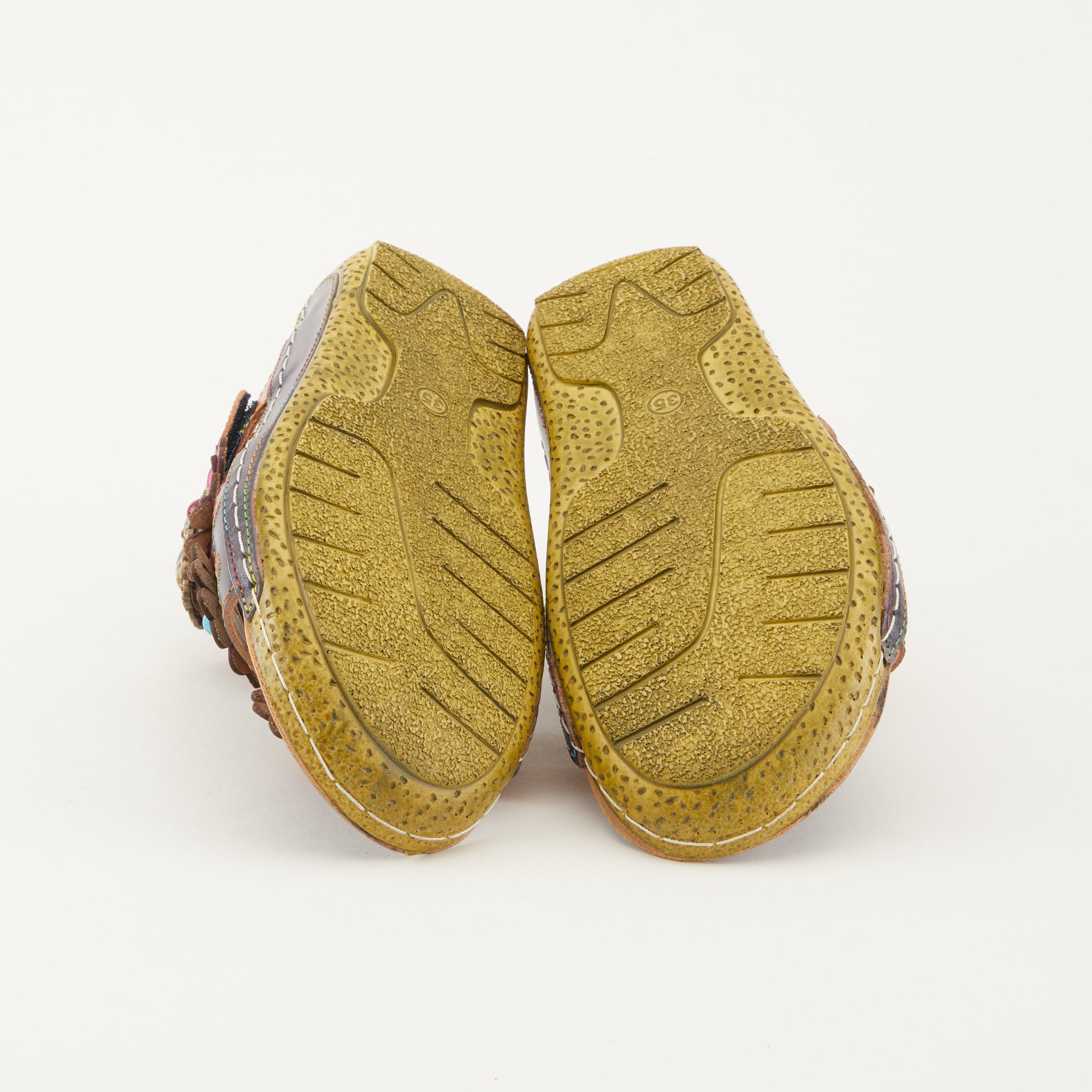L'Artiste L'ARTISTE ARIALA SLIDE SANDALS sandal in dark pink multi with handcrafted leather design