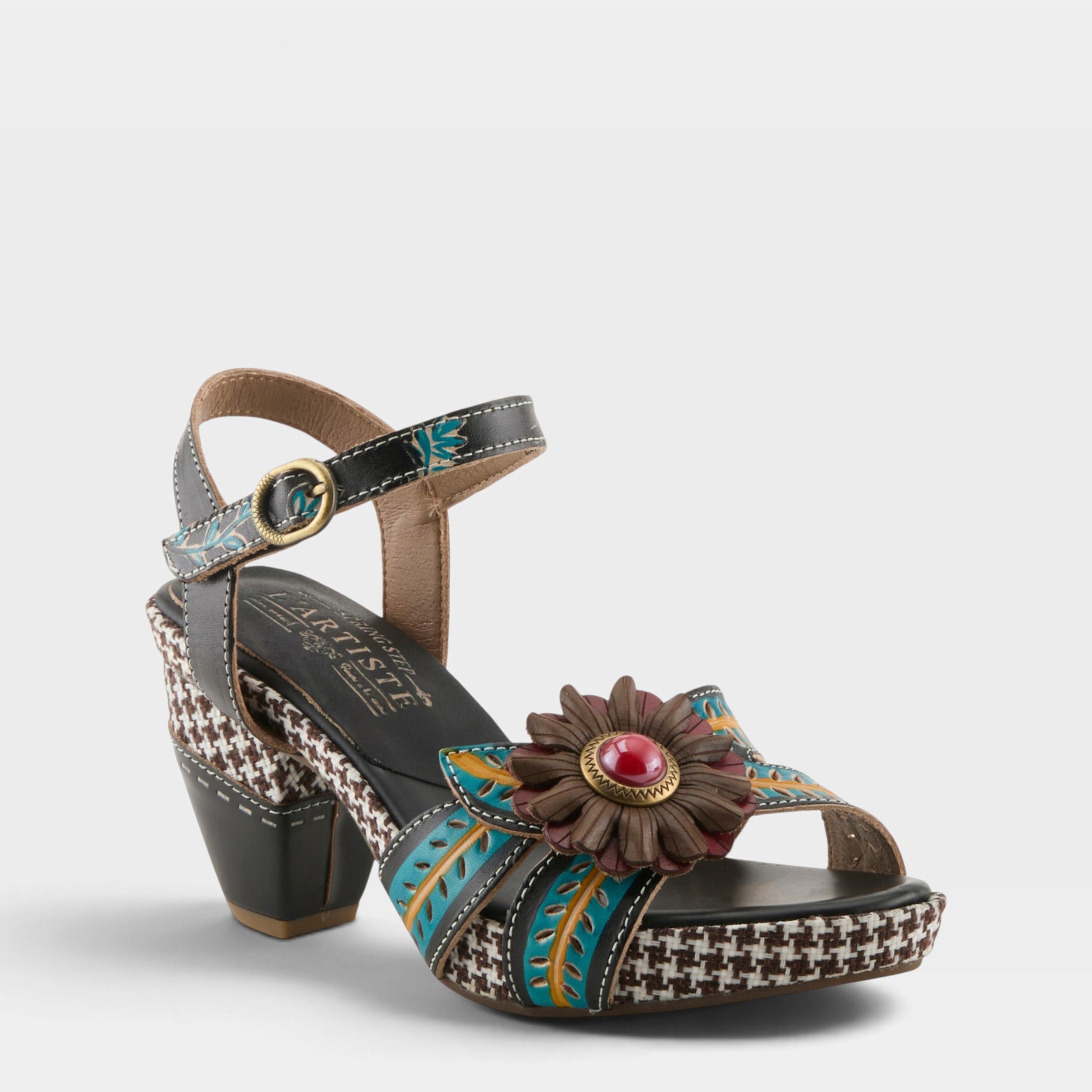 ピュイフォルカ　すずらん柄　イースター L'artiste Astarr Sandals: Chunky Heel – Spring Step Shoes