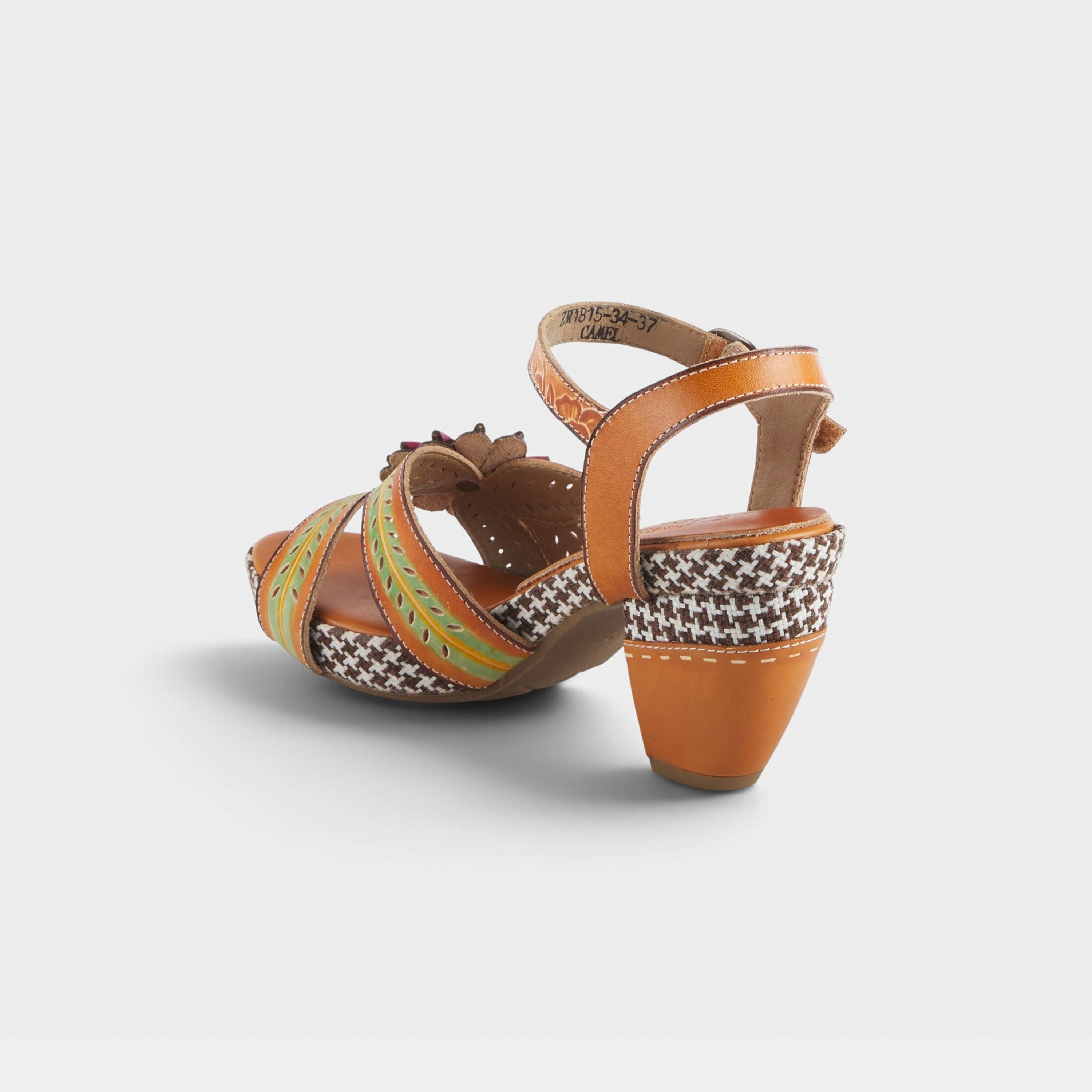 L'Artiste Astarr sandals in Camel Multi, alternate angle view