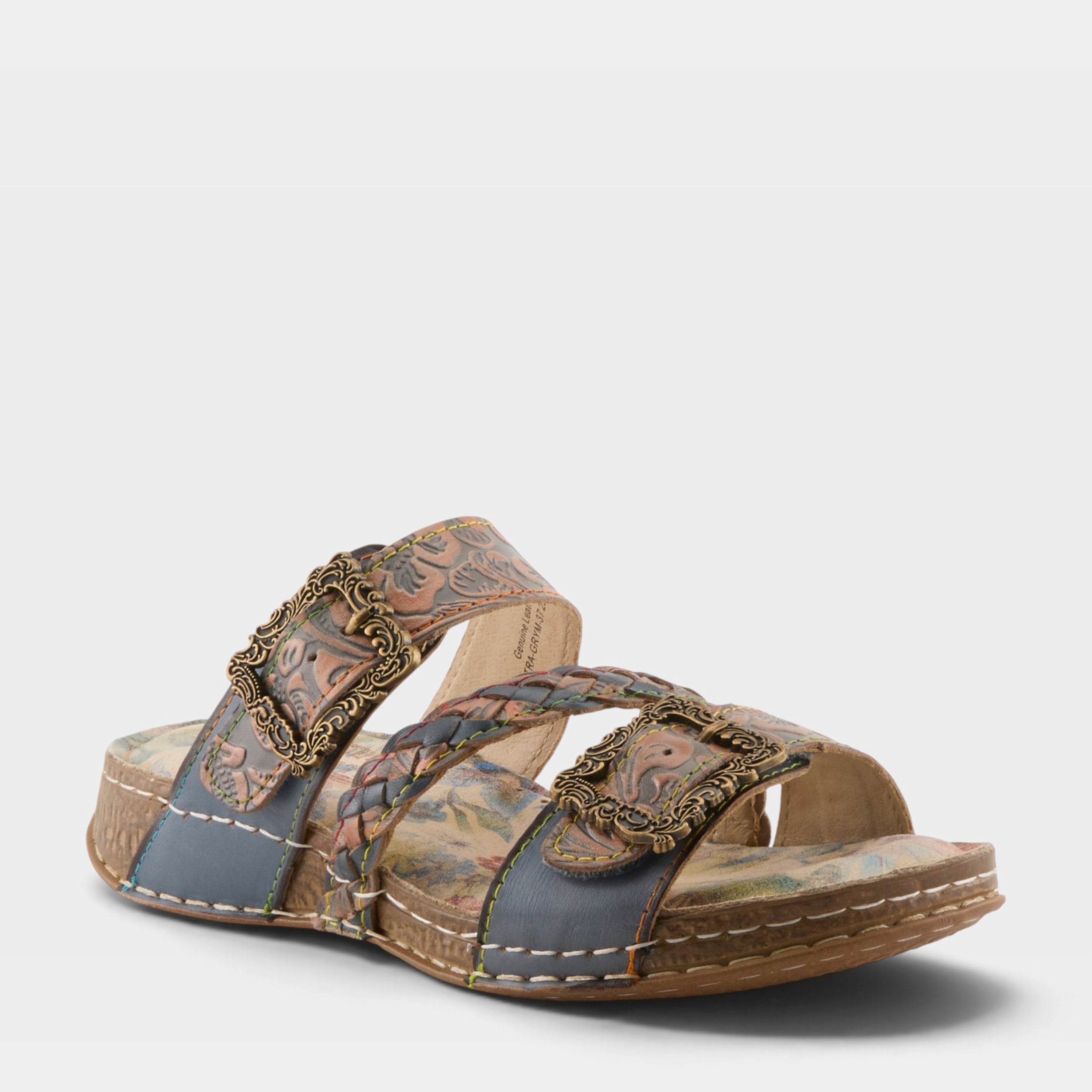 L'Artiste ASTRA SLIDE SANDAL in GREY MULTI, front view