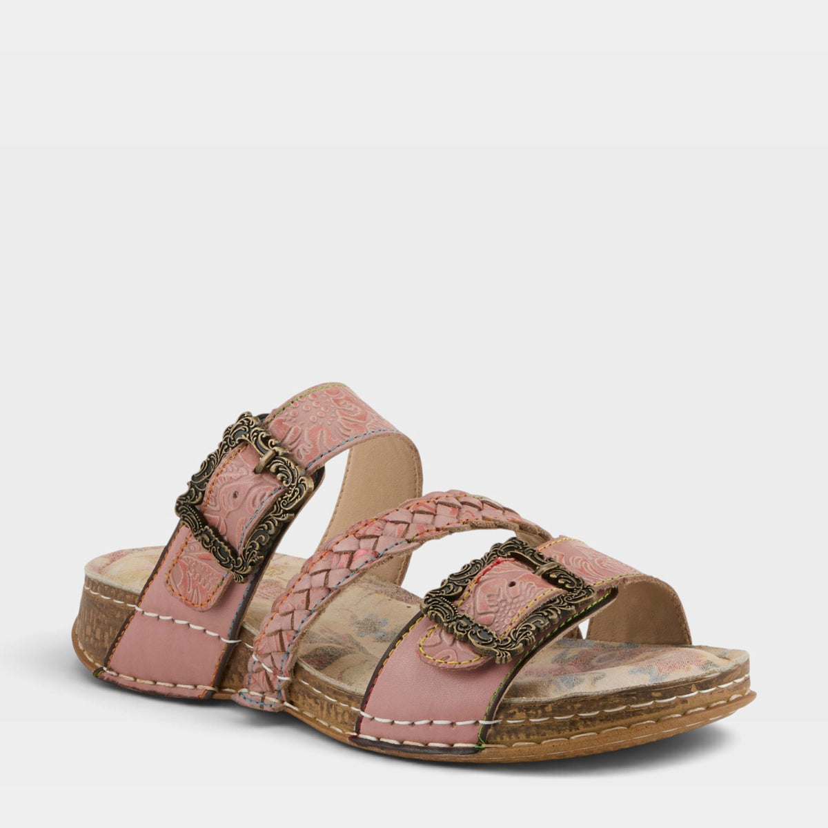 L'Artiste ASTRA SLIDE SANDAL in PINK MULTI, front view
