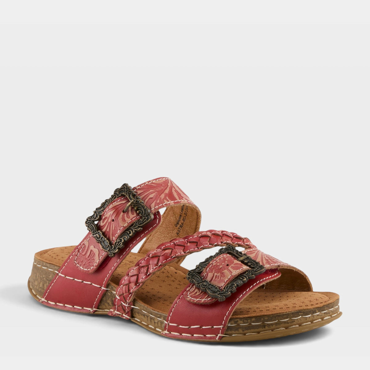 L'Artiste ASTRA SLIDE SANDAL in RED, front view