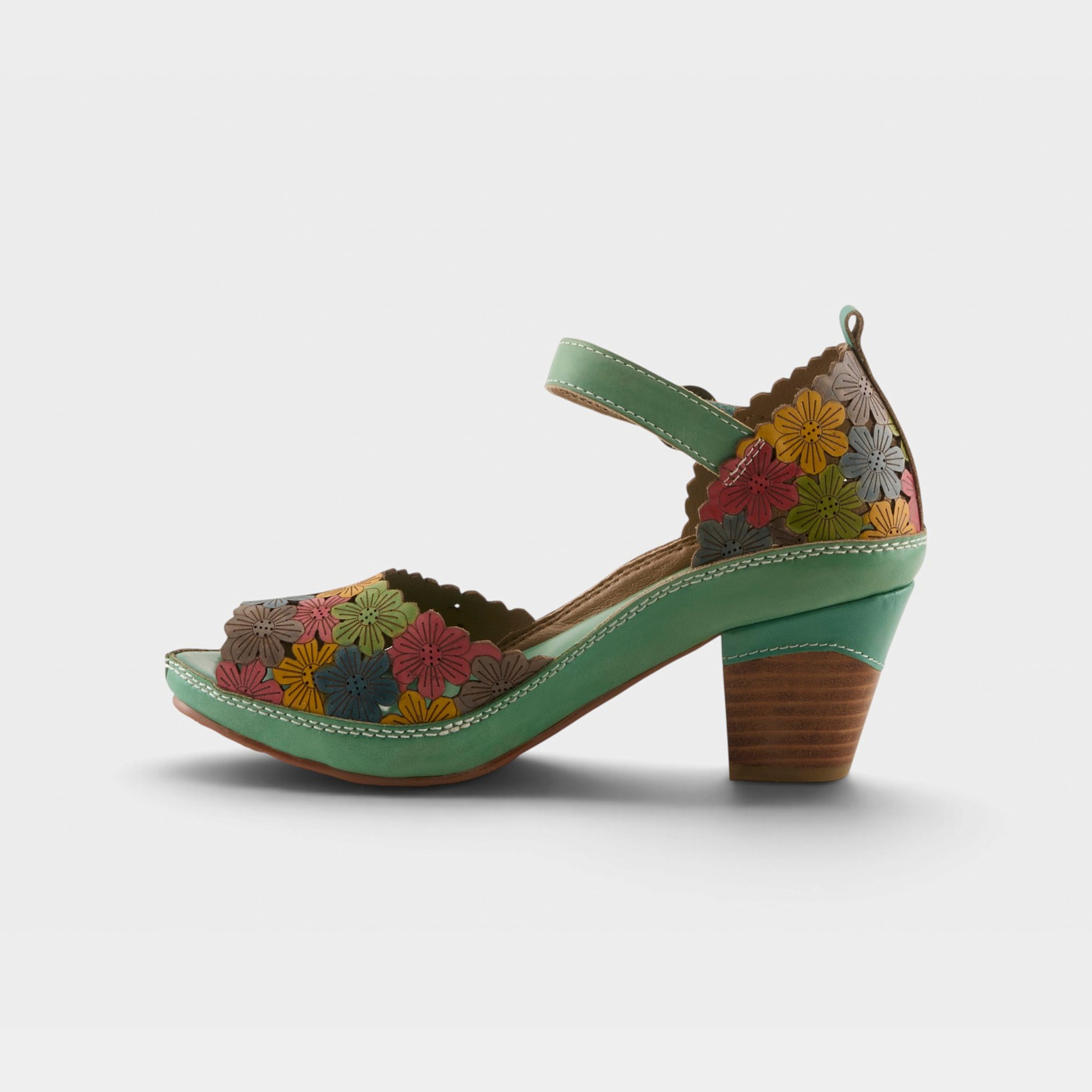 L'Artiste Avnia ankle strap shoes in Blue Multi, side view