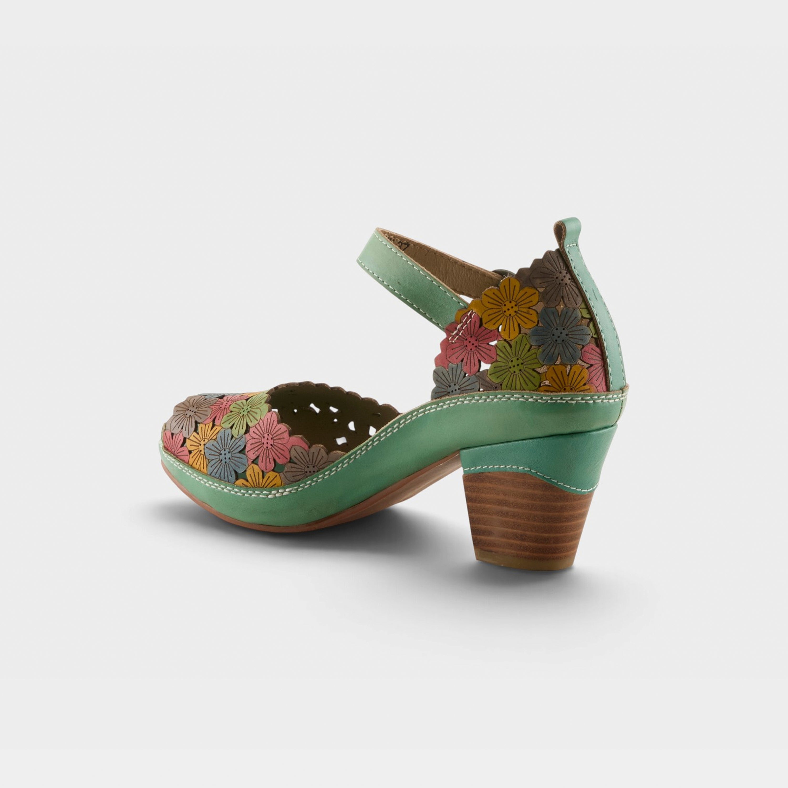 L'Artiste Avnia ankle strap shoes in Blue Multi, alternate angle view