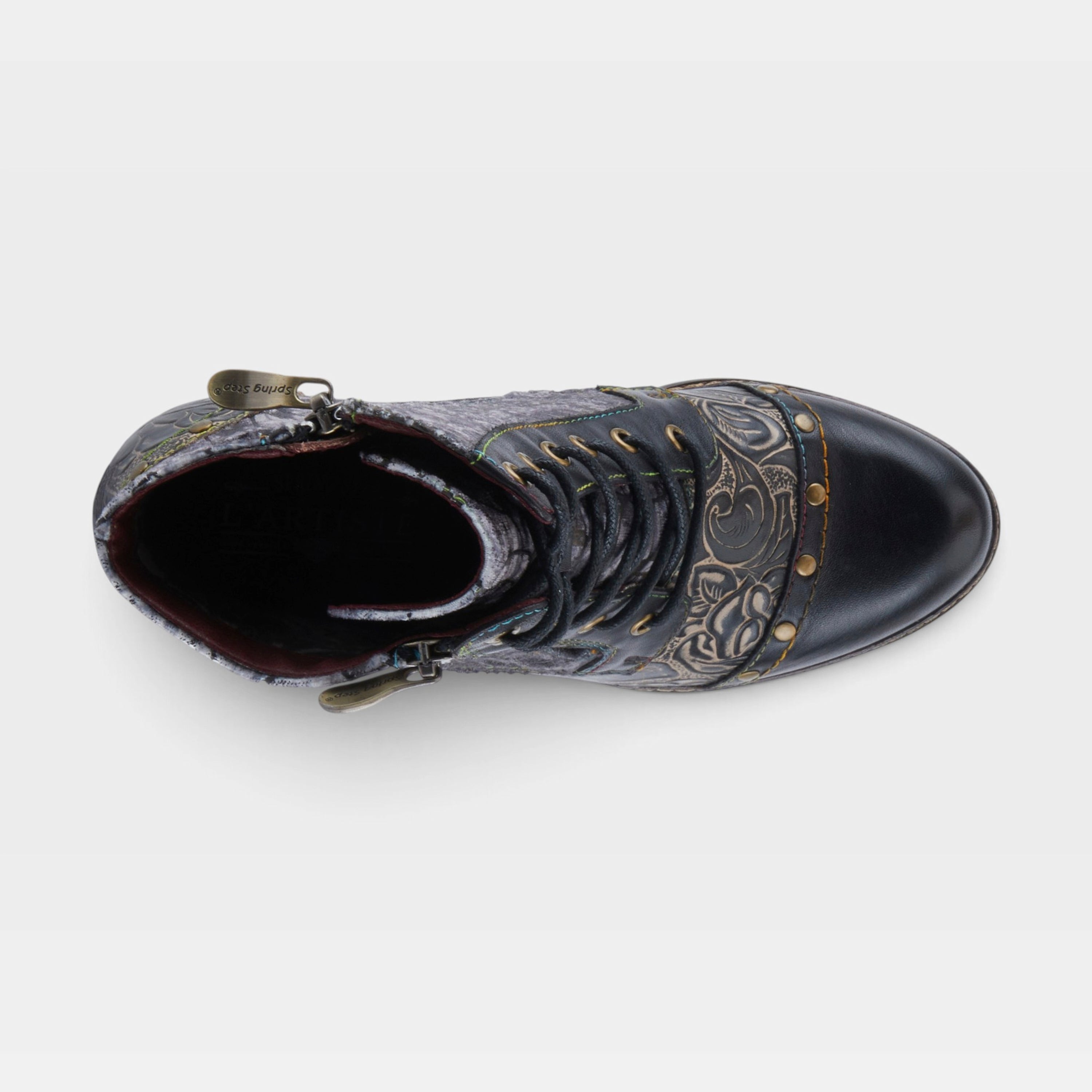 L'Artiste Avyanna boots in Black Multi, top view