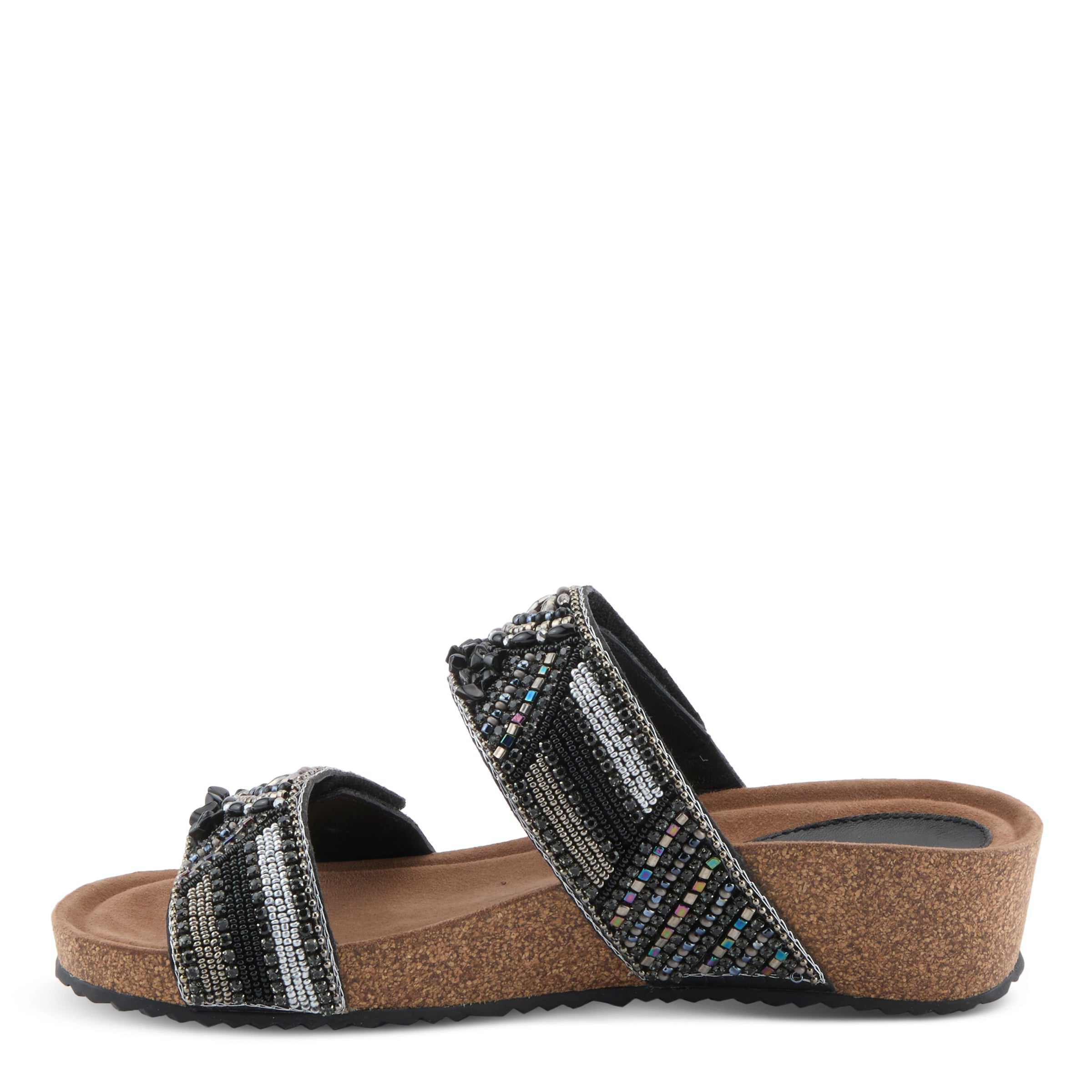 Azura Bahamian women's wedge slide sandal in black multi