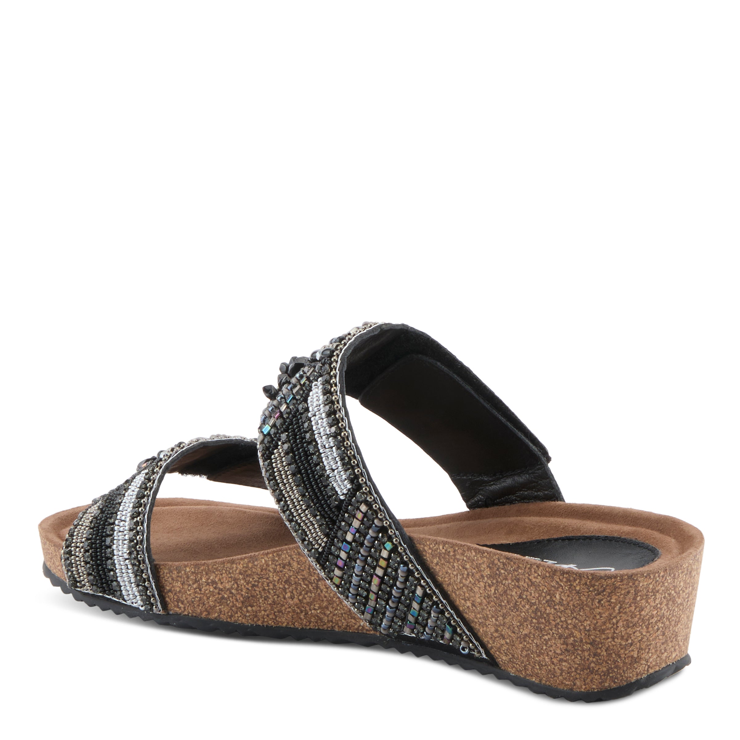 Azura Bahamian women's wedge slide sandal in black multi