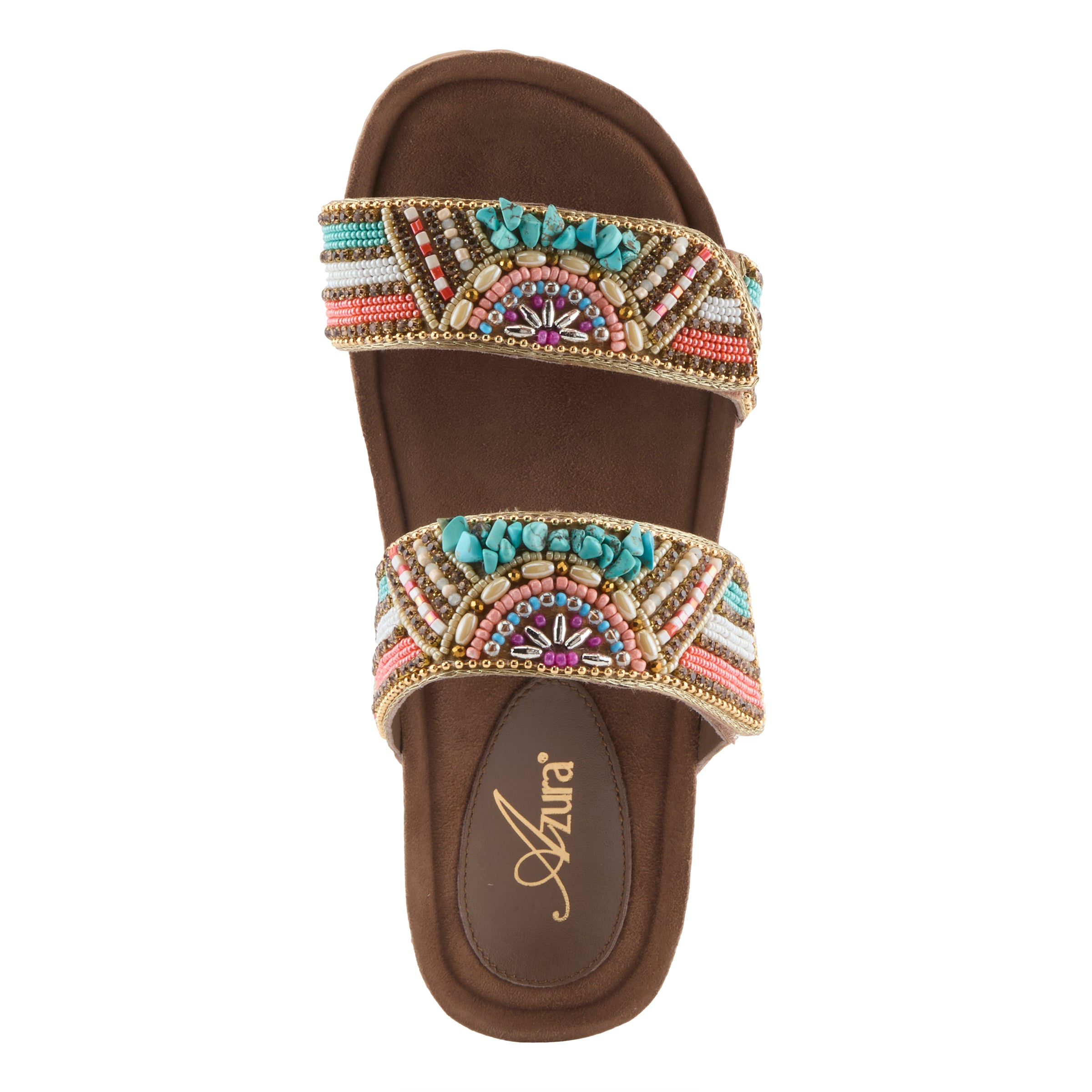 Azura Bahamian women's wedge slide sandal in turquoise multi