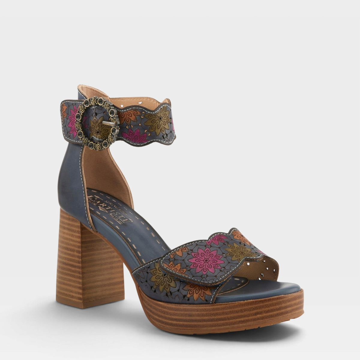 L'Artiste BANGLES SANDALS in NAVY MULTI, front view