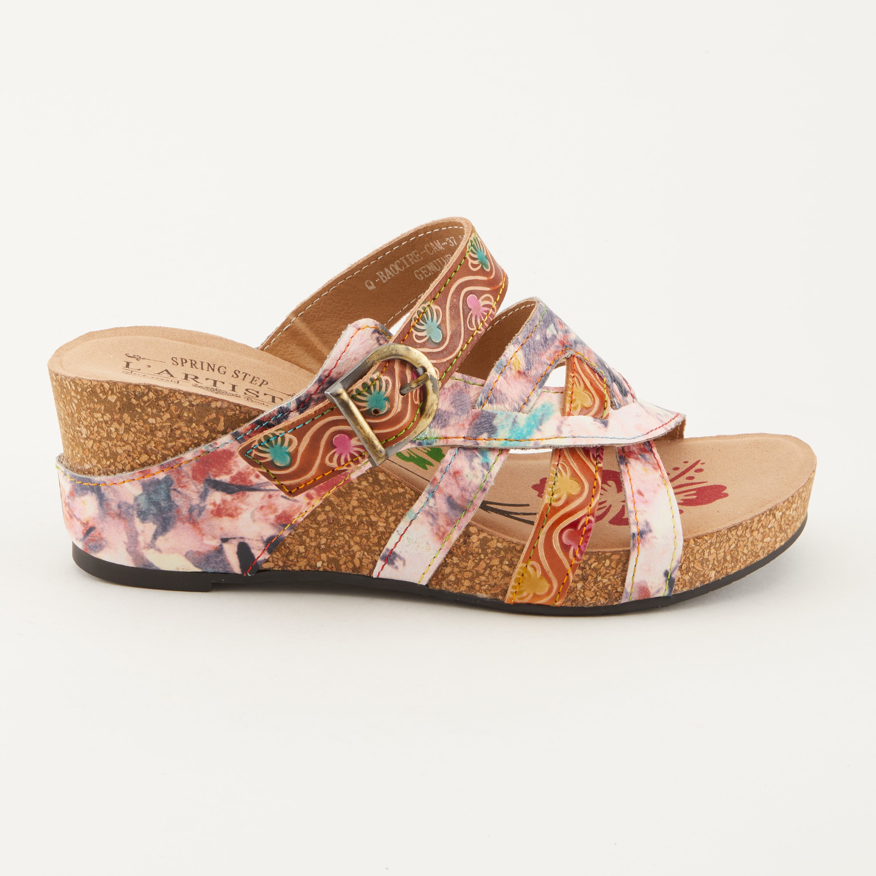 L'Artiste L'ARTISTE BAOCIRE SLIDE SANDALS sandal in turquoise multi with handcrafted leather design