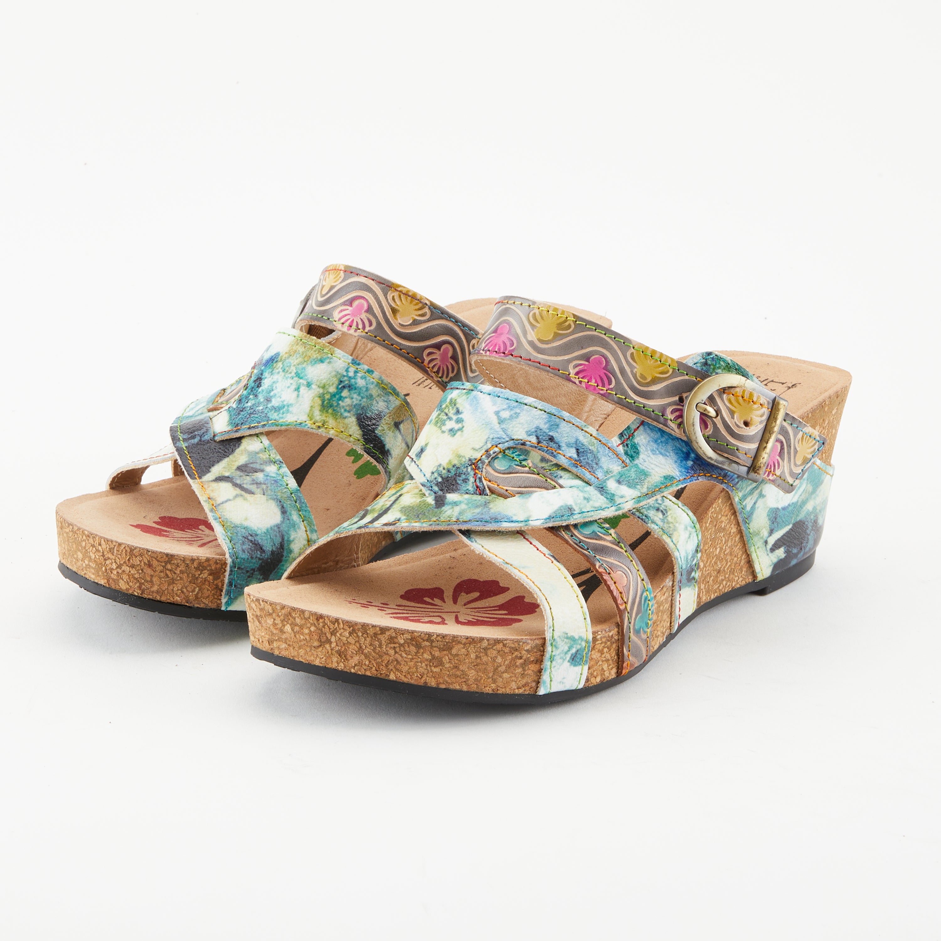 L'Artiste L'ARTISTE BAOCIRE SLIDE SANDALS sandal in camel multi with handcrafted leather design