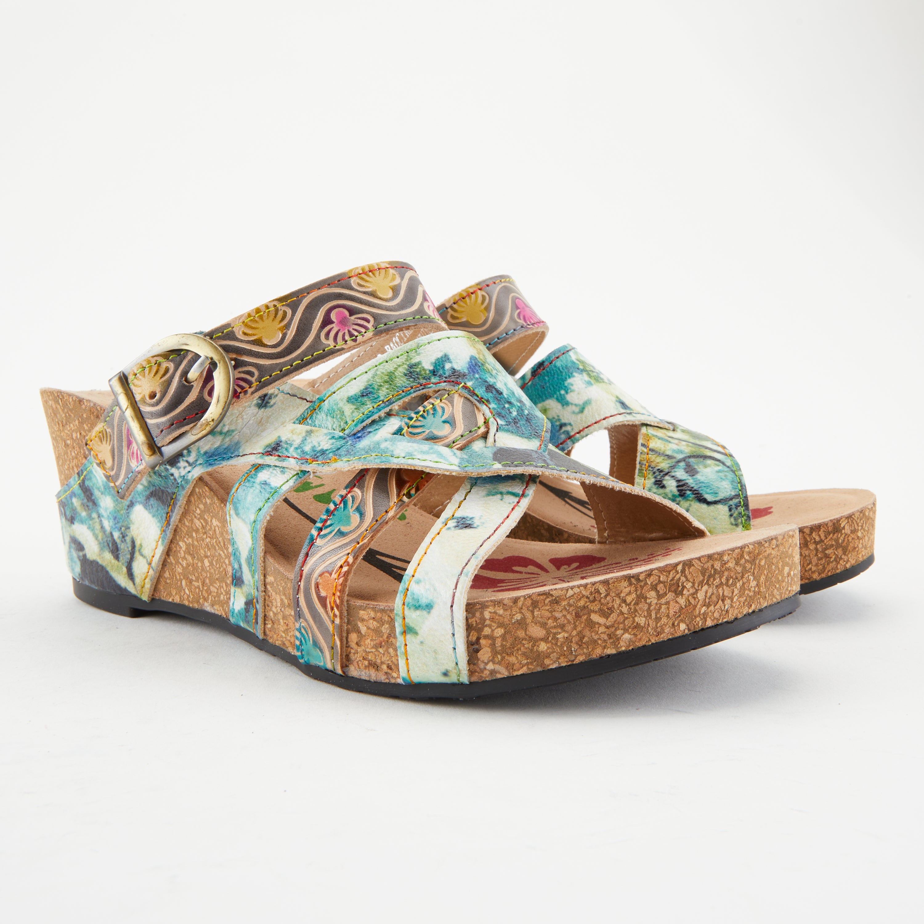L'Artiste L'ARTISTE BAOCIRE SLIDE SANDALS sandal in camel multi with handcrafted leather design