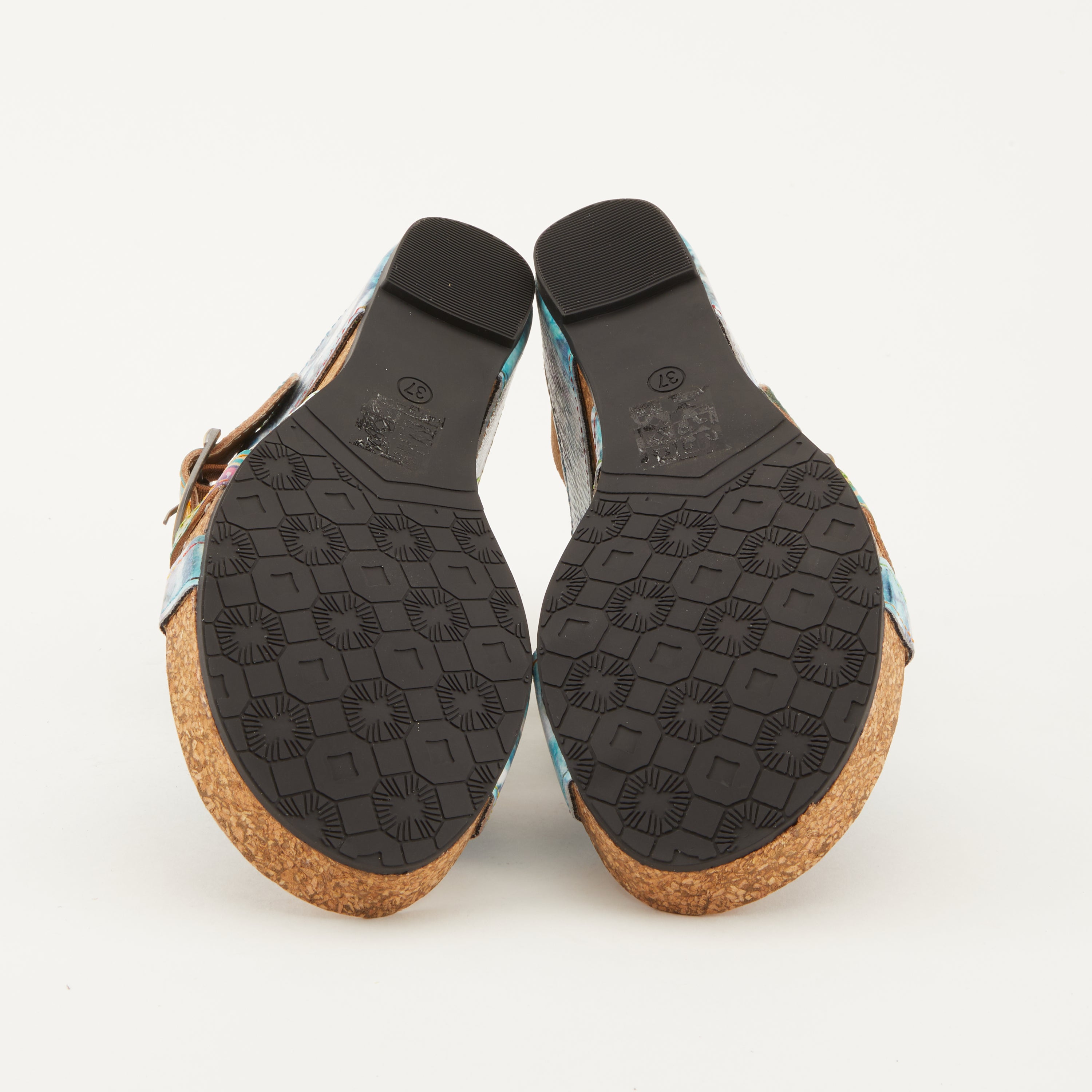 L'Artiste L'ARTISTE BAOCIRE SLIDE SANDALS sandal in turquoise multi with handcrafted leather design