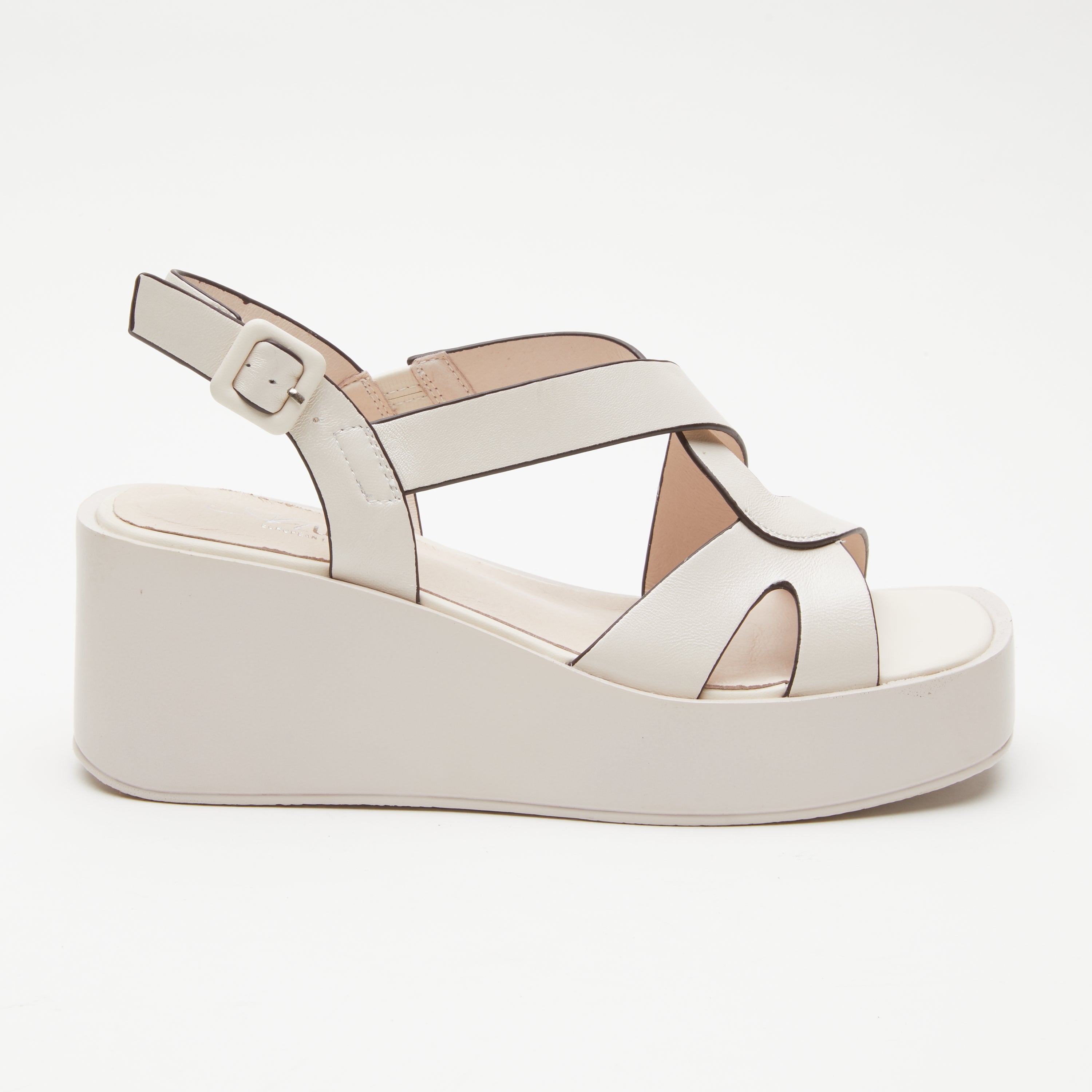 Azura Barbay Slingback women's wedge sandal in yellow with leather upper and buckle detail