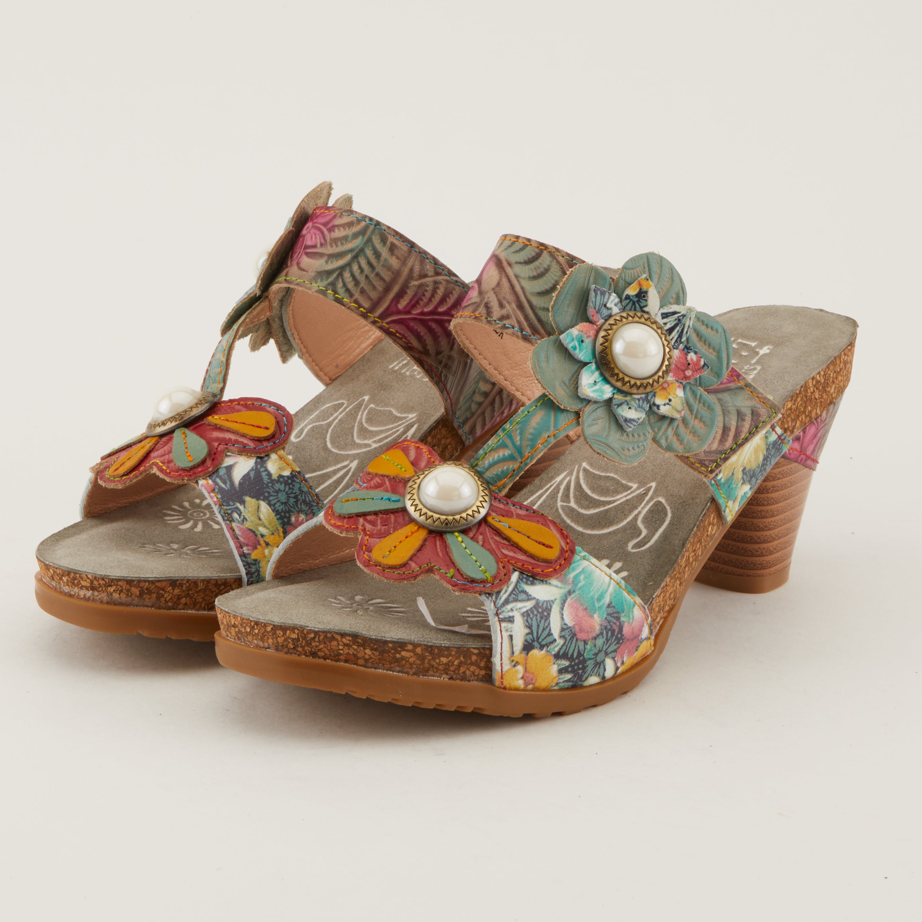 L'Artiste L'ARTISTE BARI PLATFORM SANDALS sandal in grey multi with handcrafted leather design
