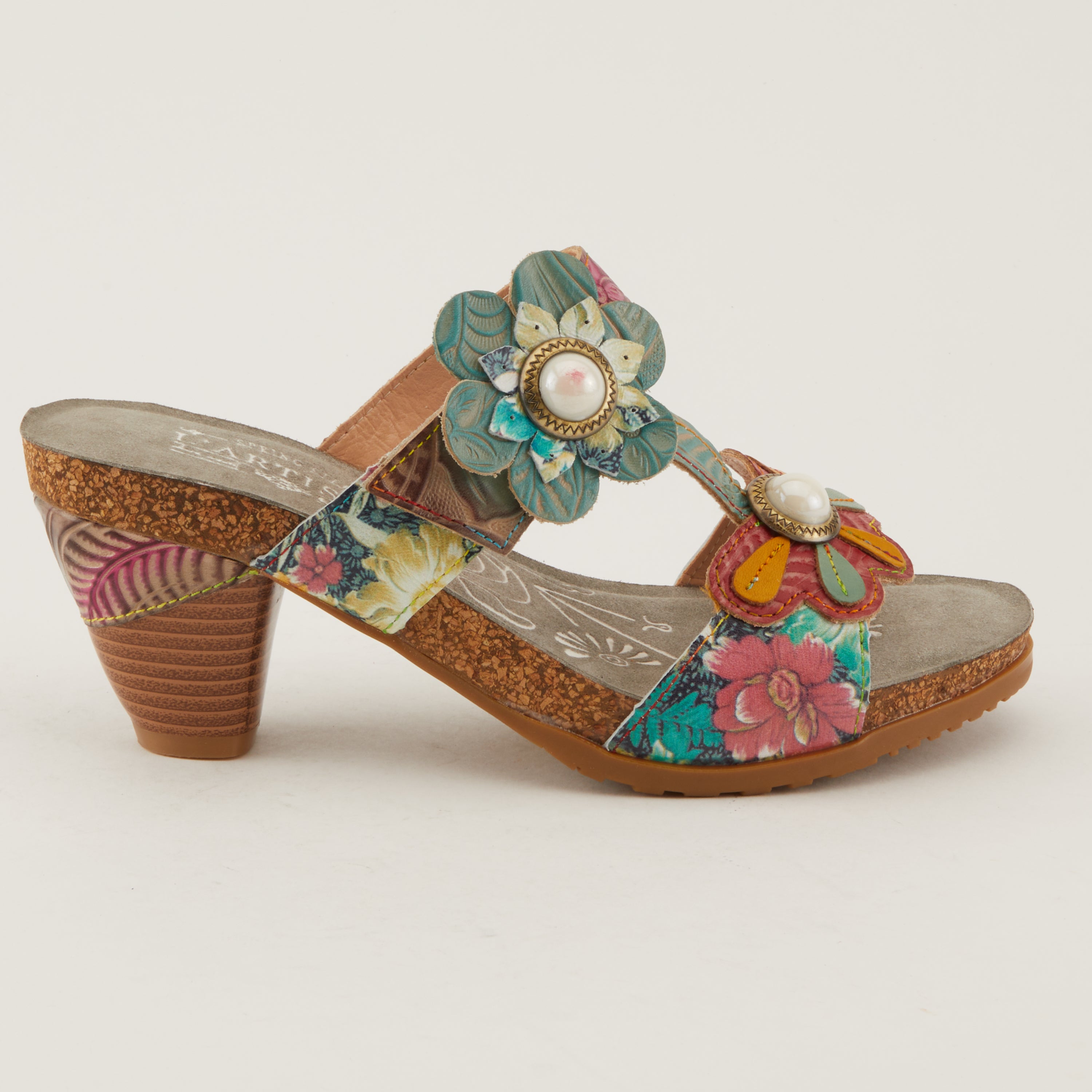 L'Artiste L'ARTISTE BARI PLATFORM SANDALS sandal in grey multi with handcrafted leather design