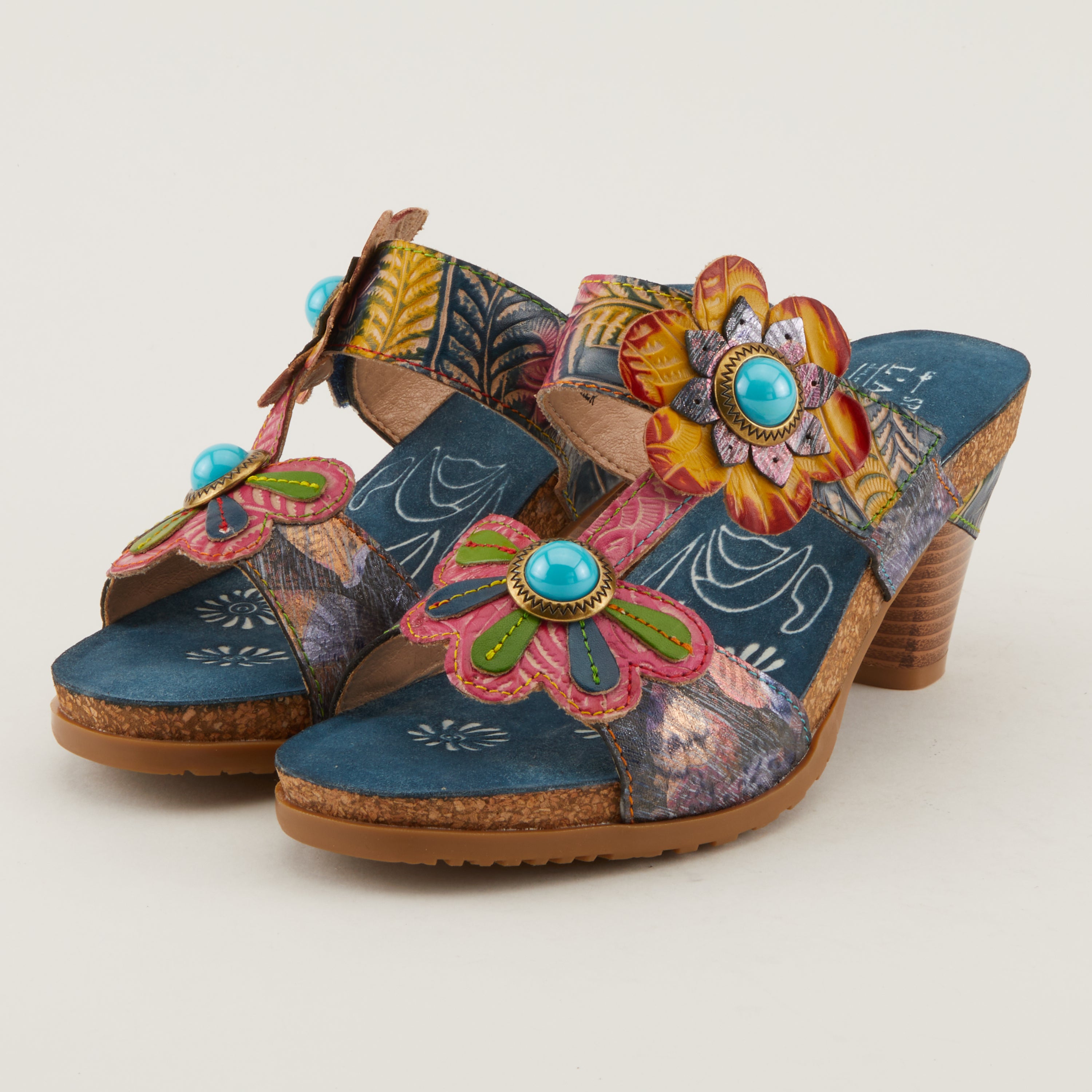 L'Artiste L'ARTISTE BARI PLATFORM SANDALS sandal in grey multi with handcrafted leather design