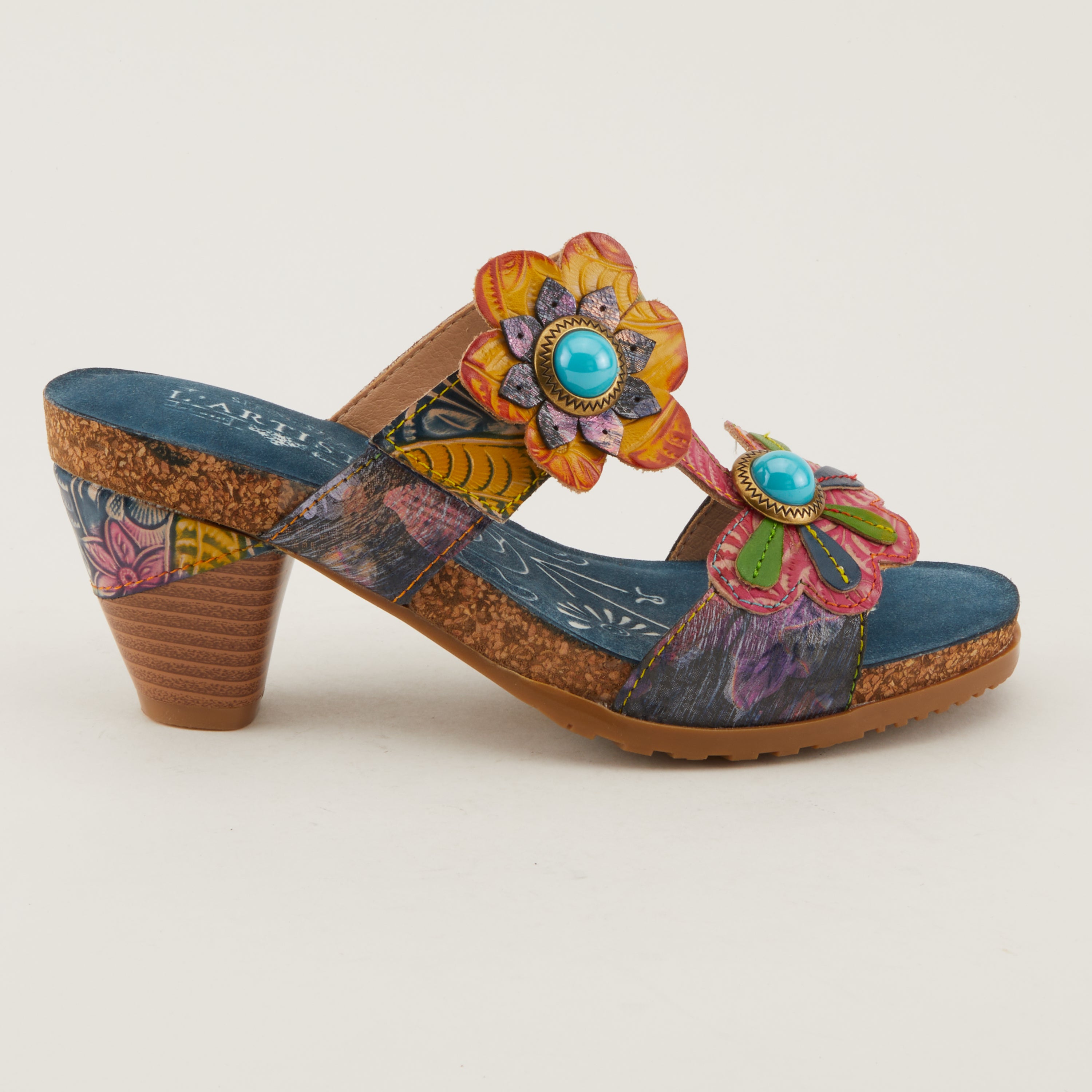 L'Artiste L'ARTISTE BARI PLATFORM SANDALS sandal in grey multi with handcrafted leather design