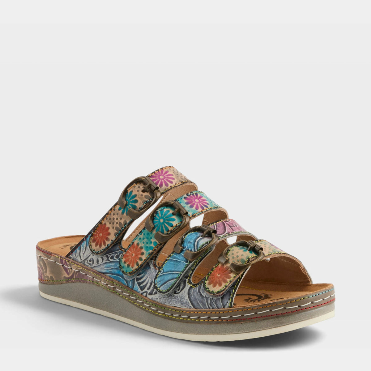 L'Artiste BELLINI SANDALS in GREY MULTI, front view