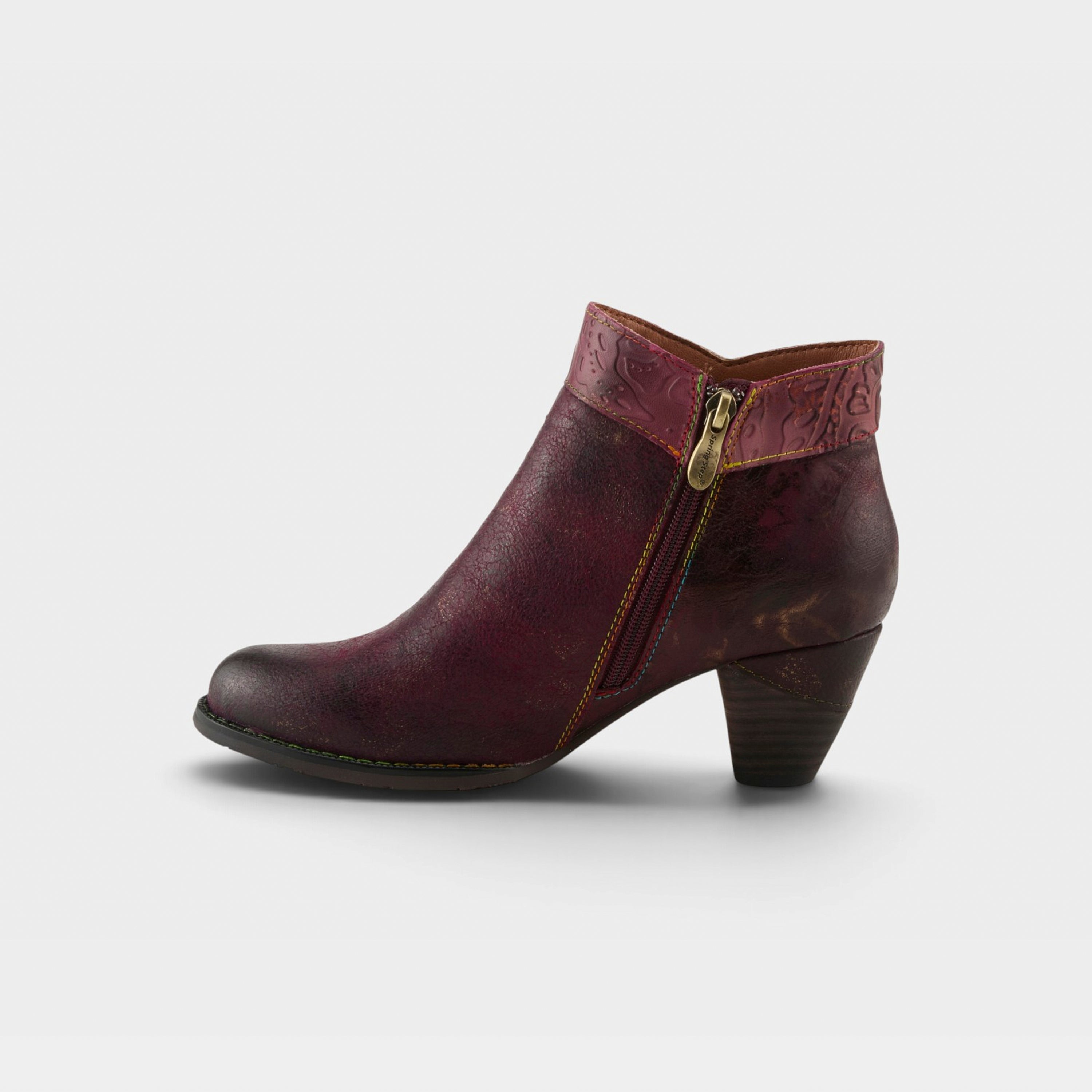L'Artiste Bestlove boots in Bordeaux Multi, side view