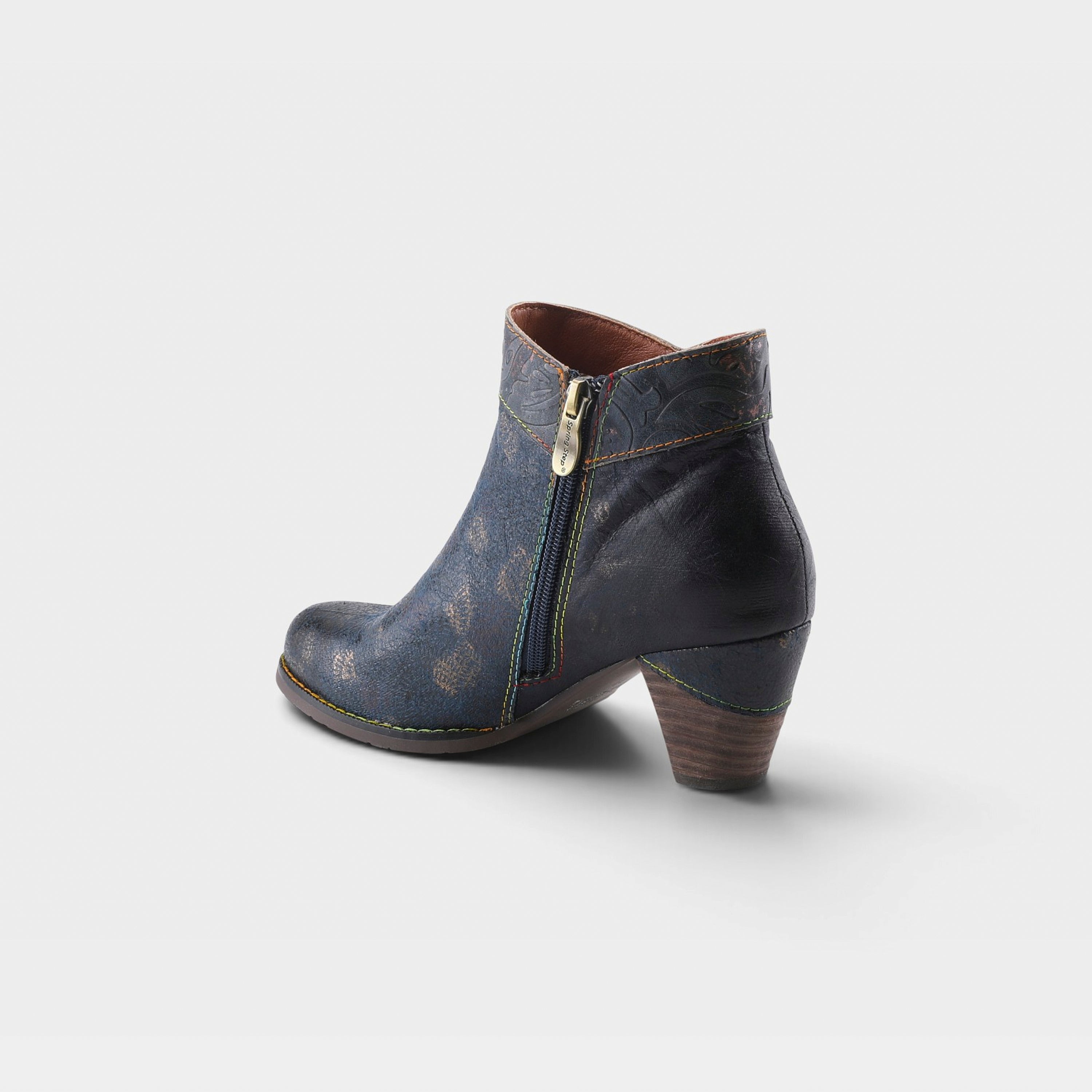 L'Artiste Bestlove boots in Navy Multi, alternate angle view
