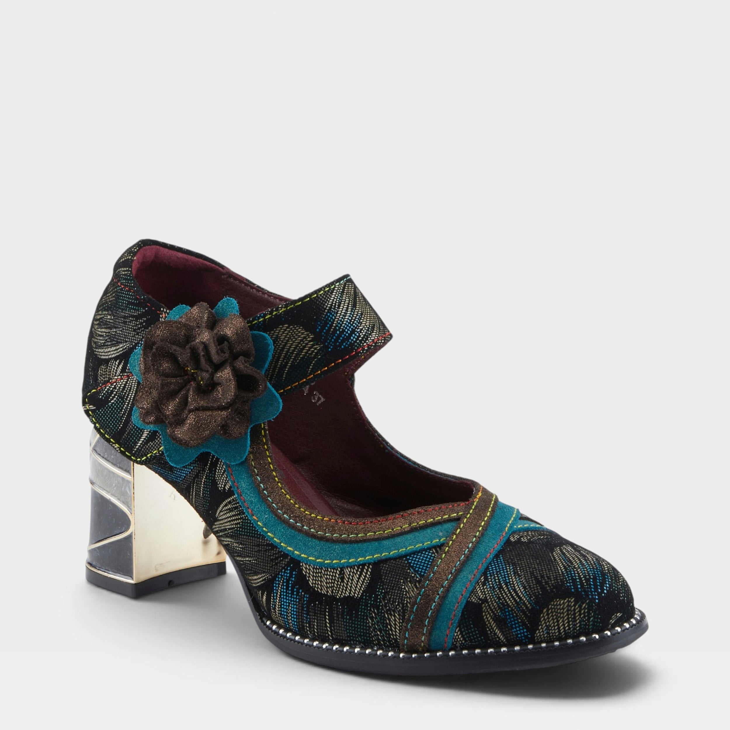 L'Artiste BEVERLYHILLS SHOES in TEAL MULTI, front view