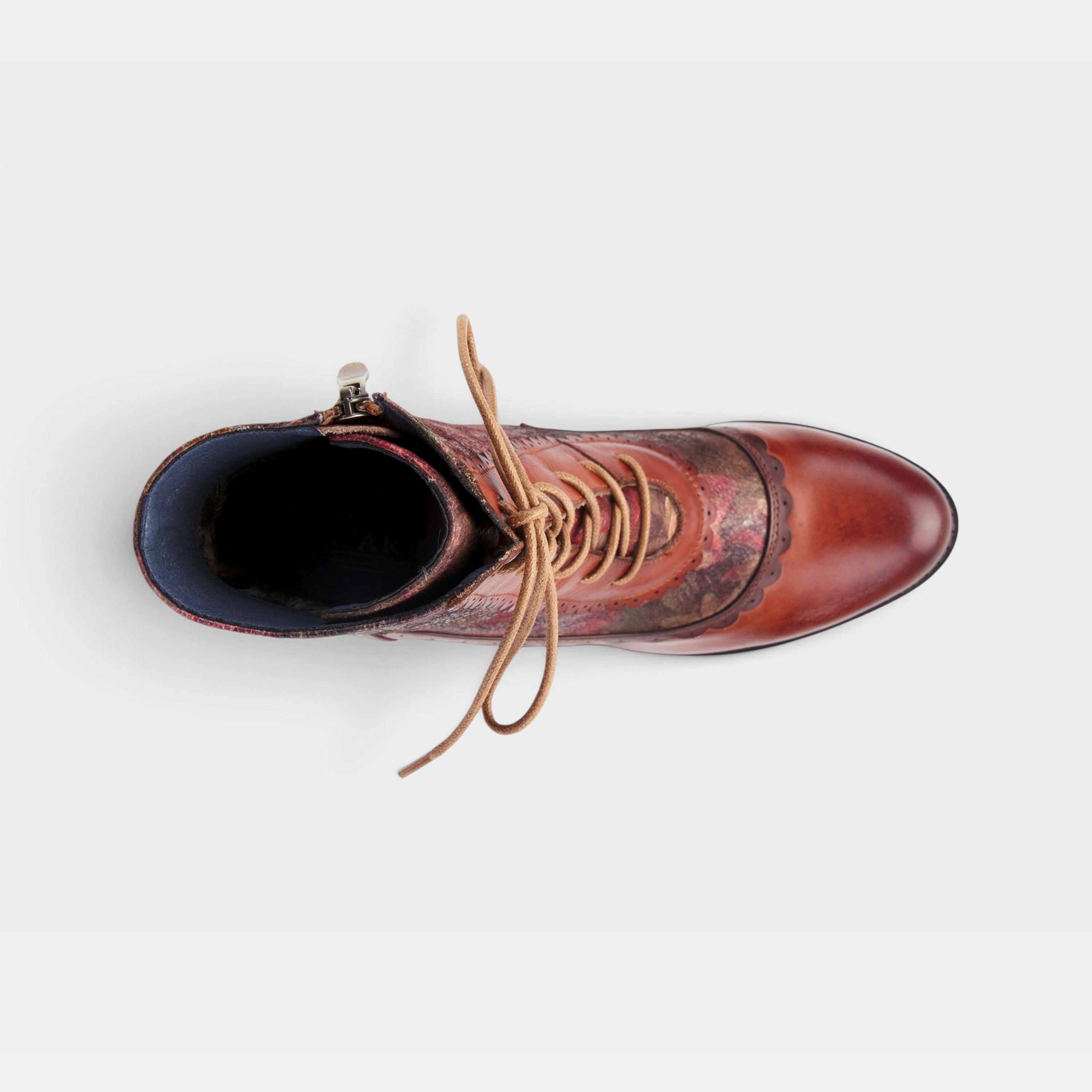 L'Artiste Bewitch-Floral bootie in Brown Multi, top view