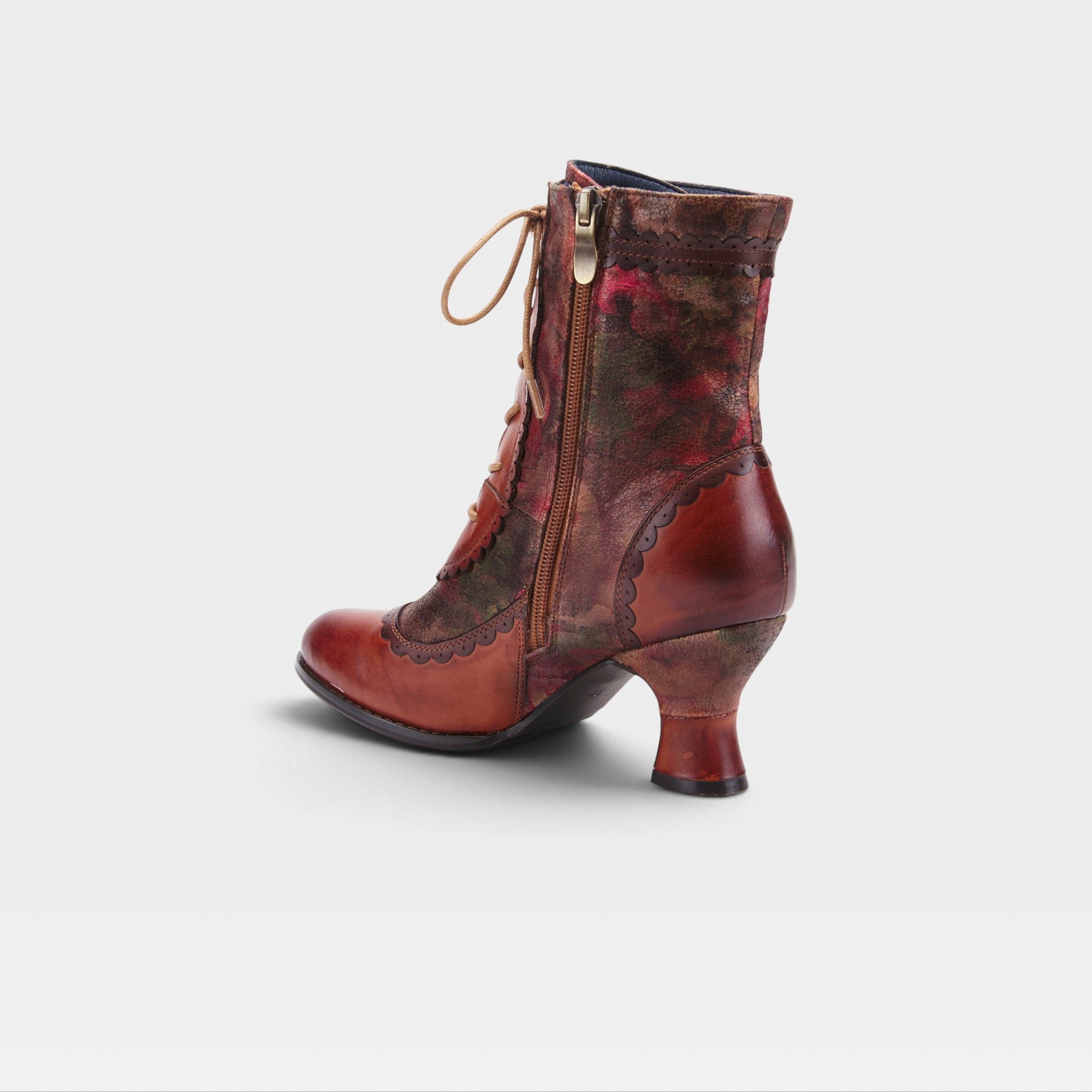 L'Artiste Bewitch-Floral bootie in Brown Multi, alternate angle view