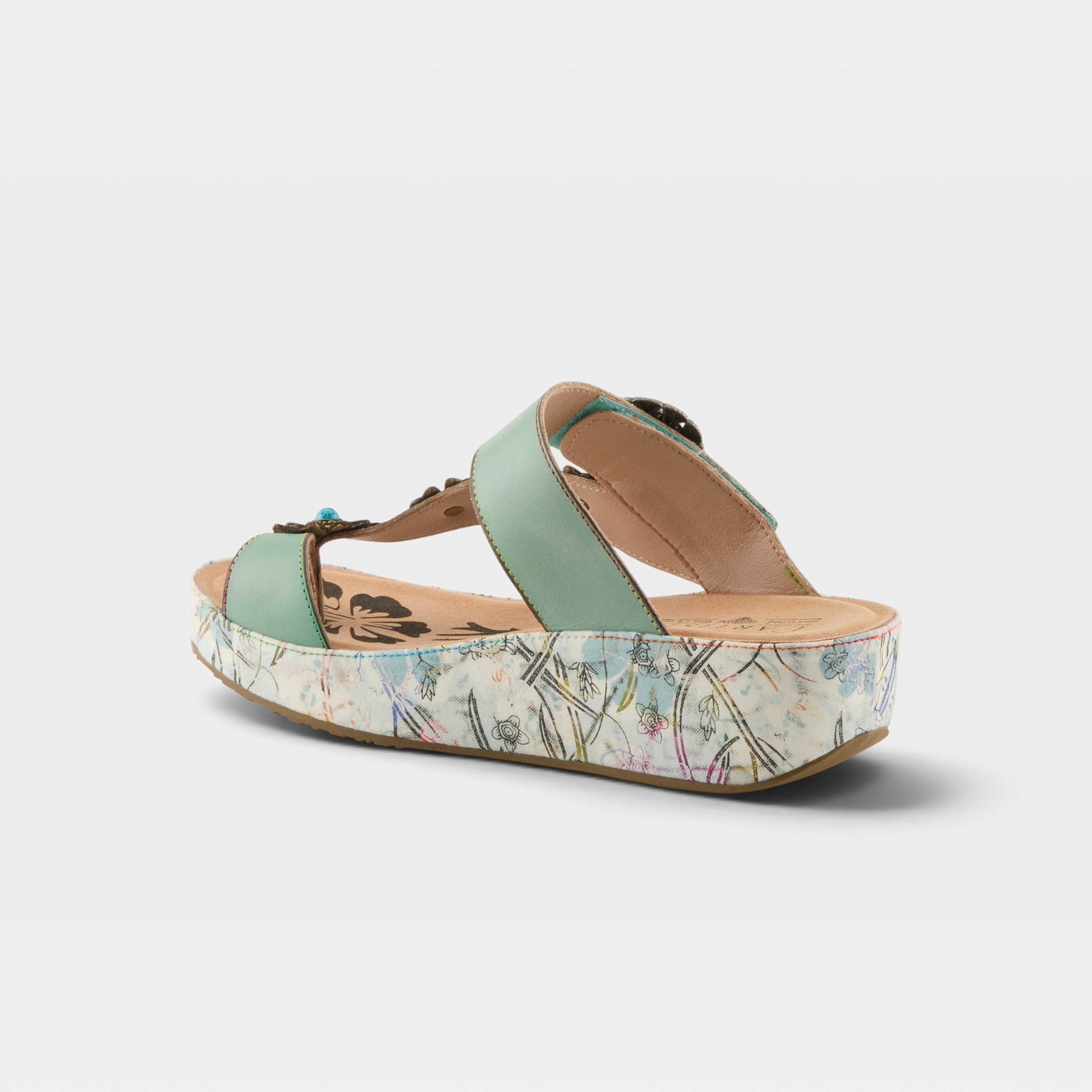 L'Artiste Blissbloom sandals in Mint Green, alternate angle view